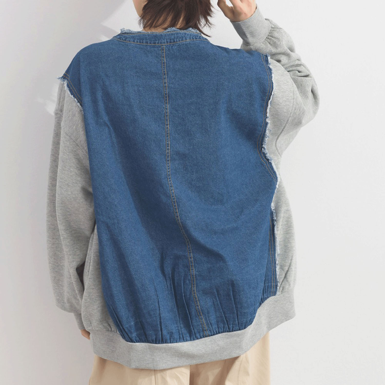 【ETONET限定】 iriey  裏毛Xデニムクル－カーデ - 画像5