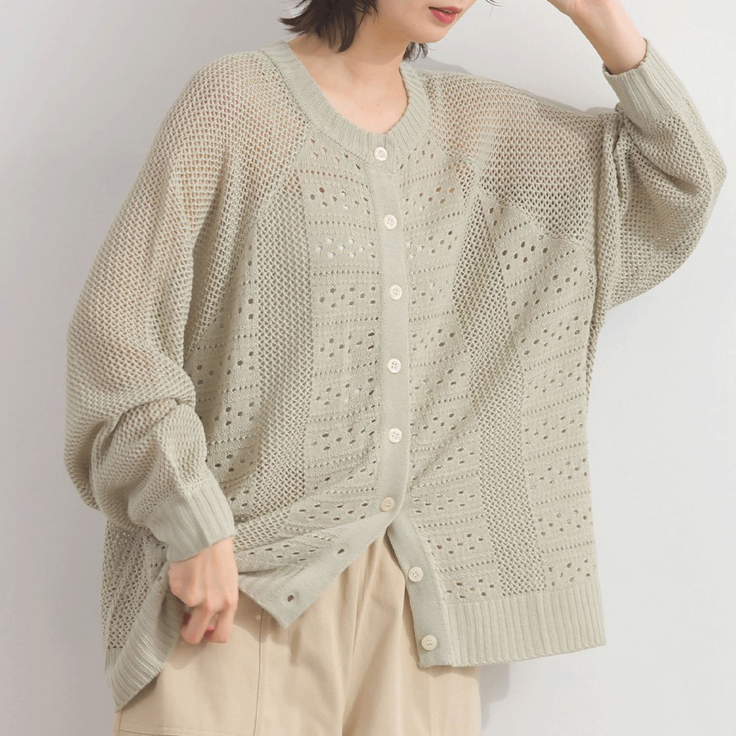 【ETONET限定】iriey 2WAY透かし編みカーデ - 画像3