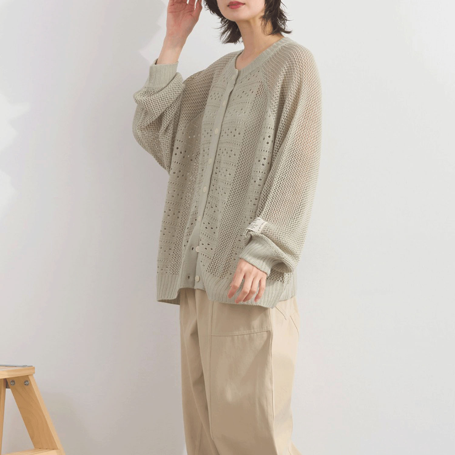 【ETONET限定】iriey 2WAY透かし編みカーデ - 画像6