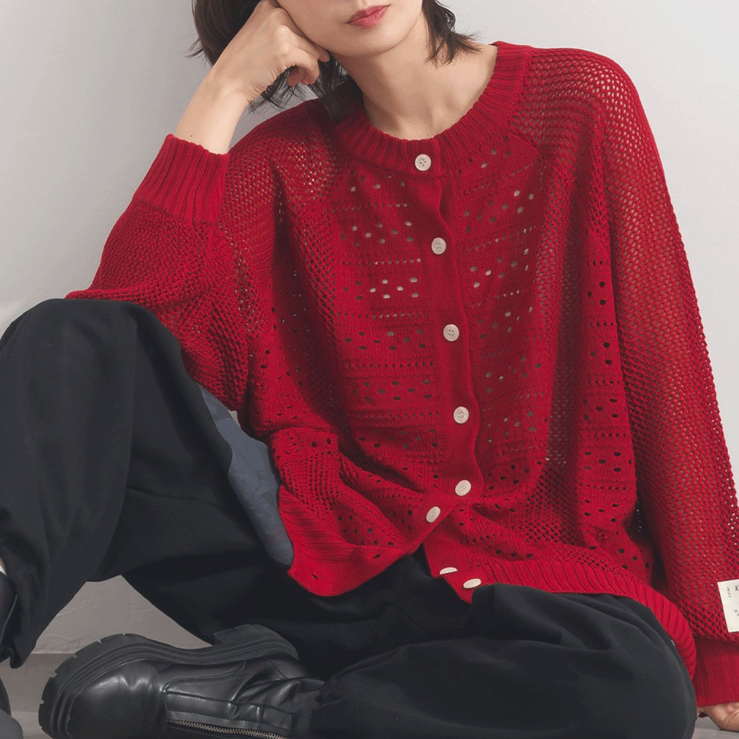 【ETONET限定】iriey 2WAY透かし編みカーデ