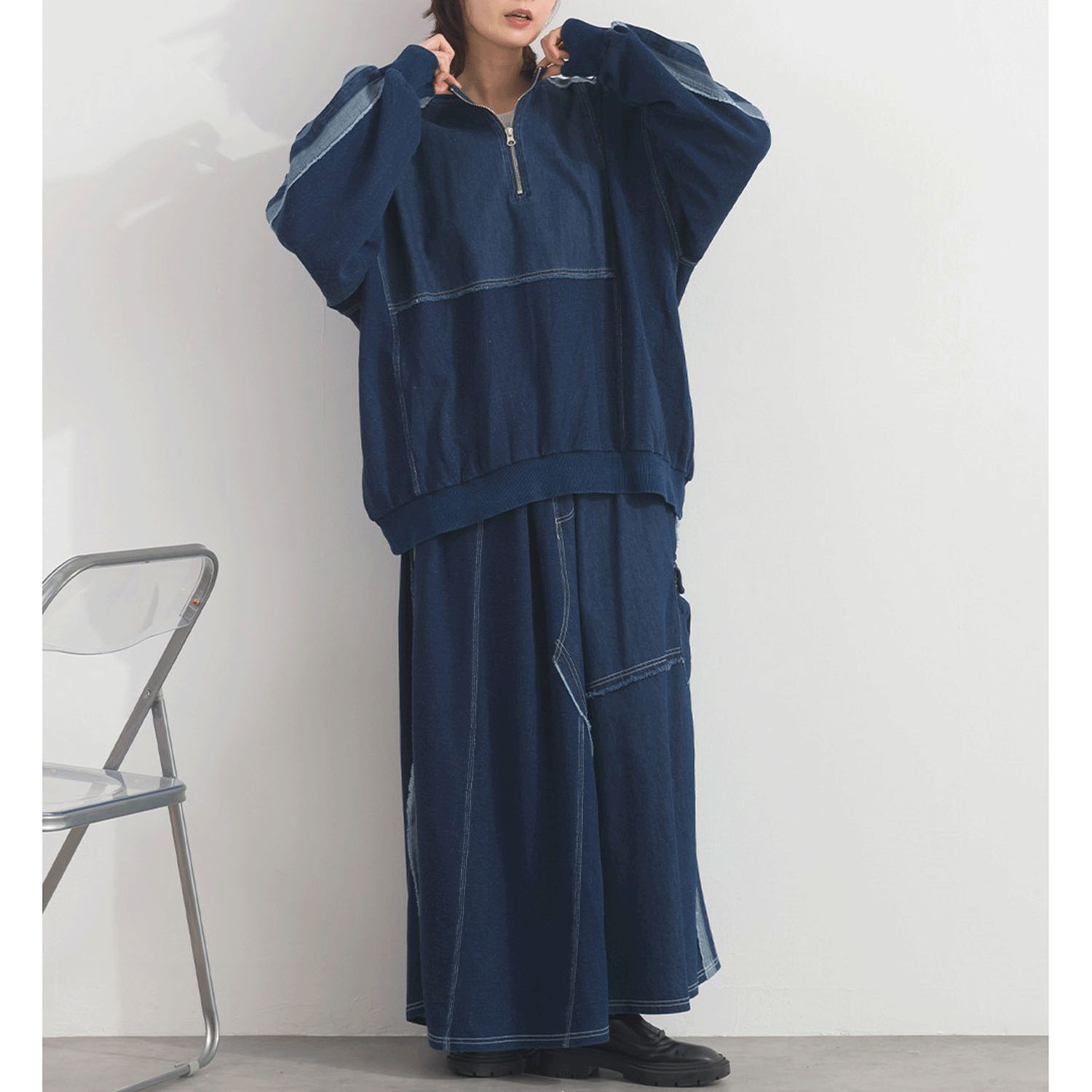 【ETONET限定】iriey 裏毛インディゴ染めラインPO - 画像16