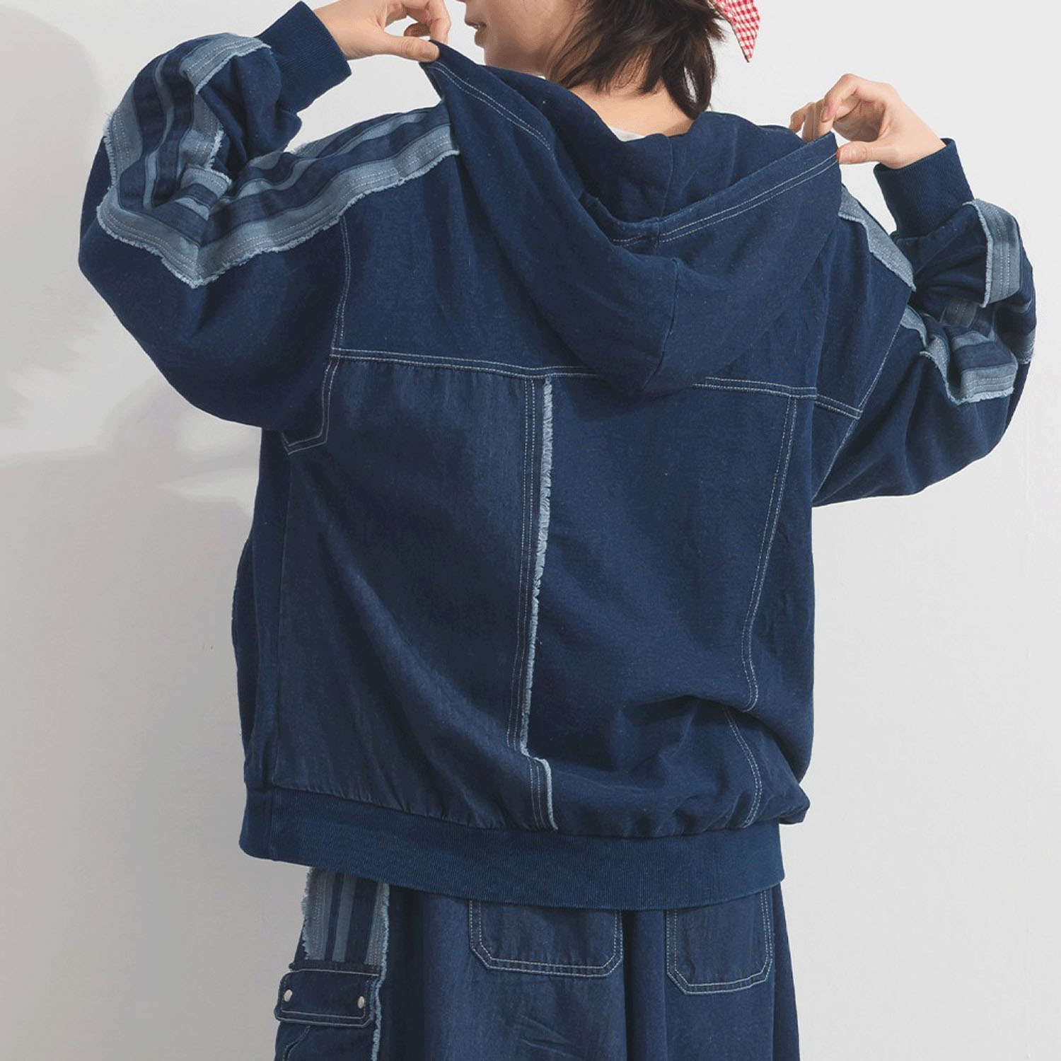 【ETONET限定】 iriey  裏毛インディゴ染めZIPパーカー - 画像14