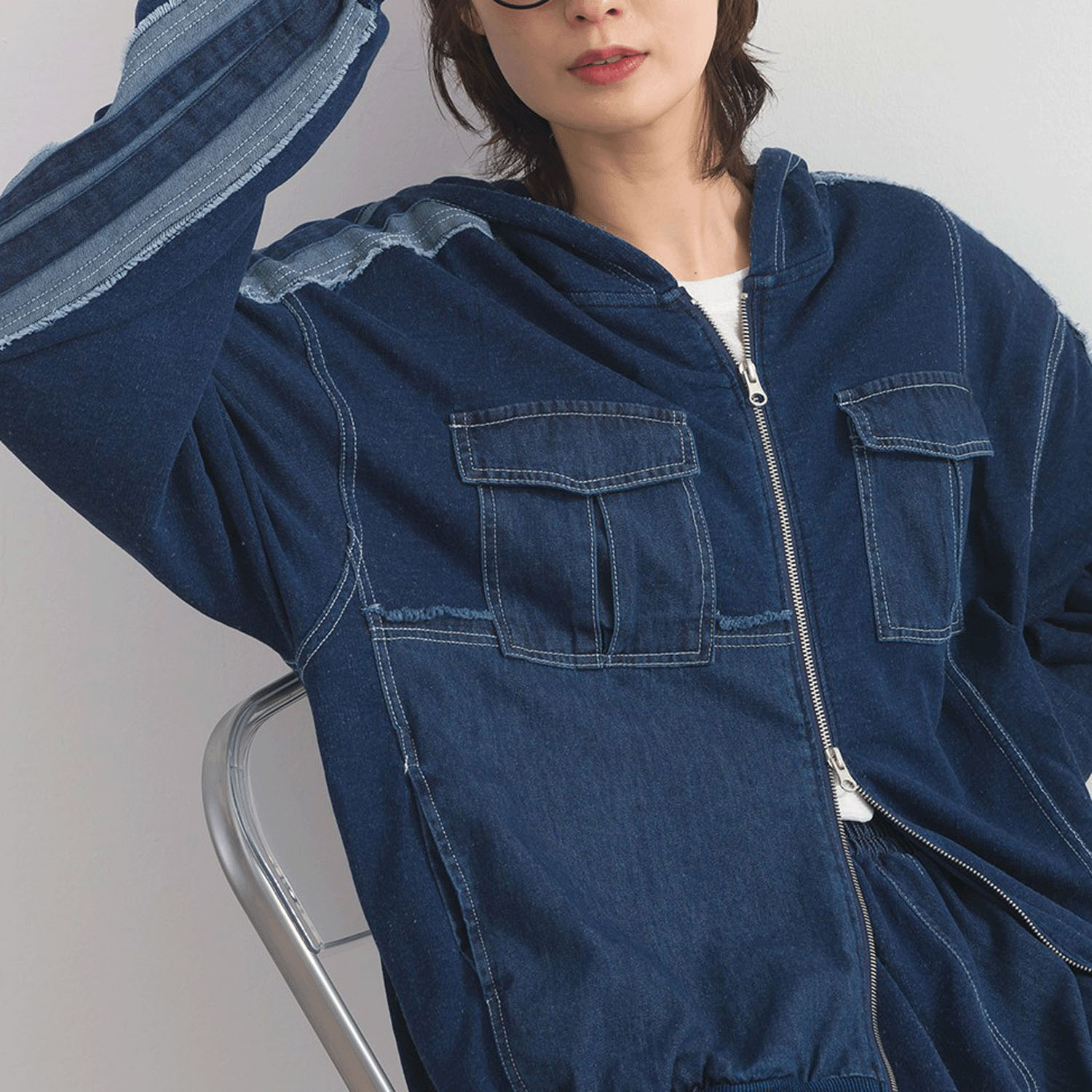 【ETONET限定】 iriey  裏毛インディゴ染めZIPパーカー - 画像18