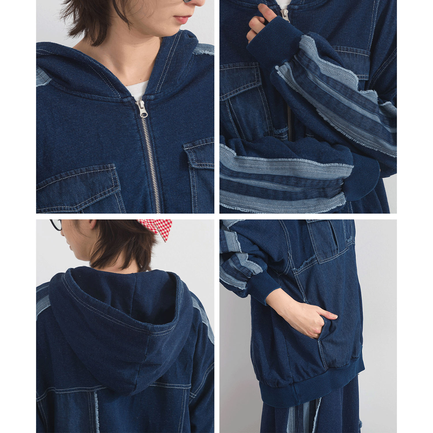 【ETONET限定】 iriey  裏毛インディゴ染めZIPパーカー - 画像20