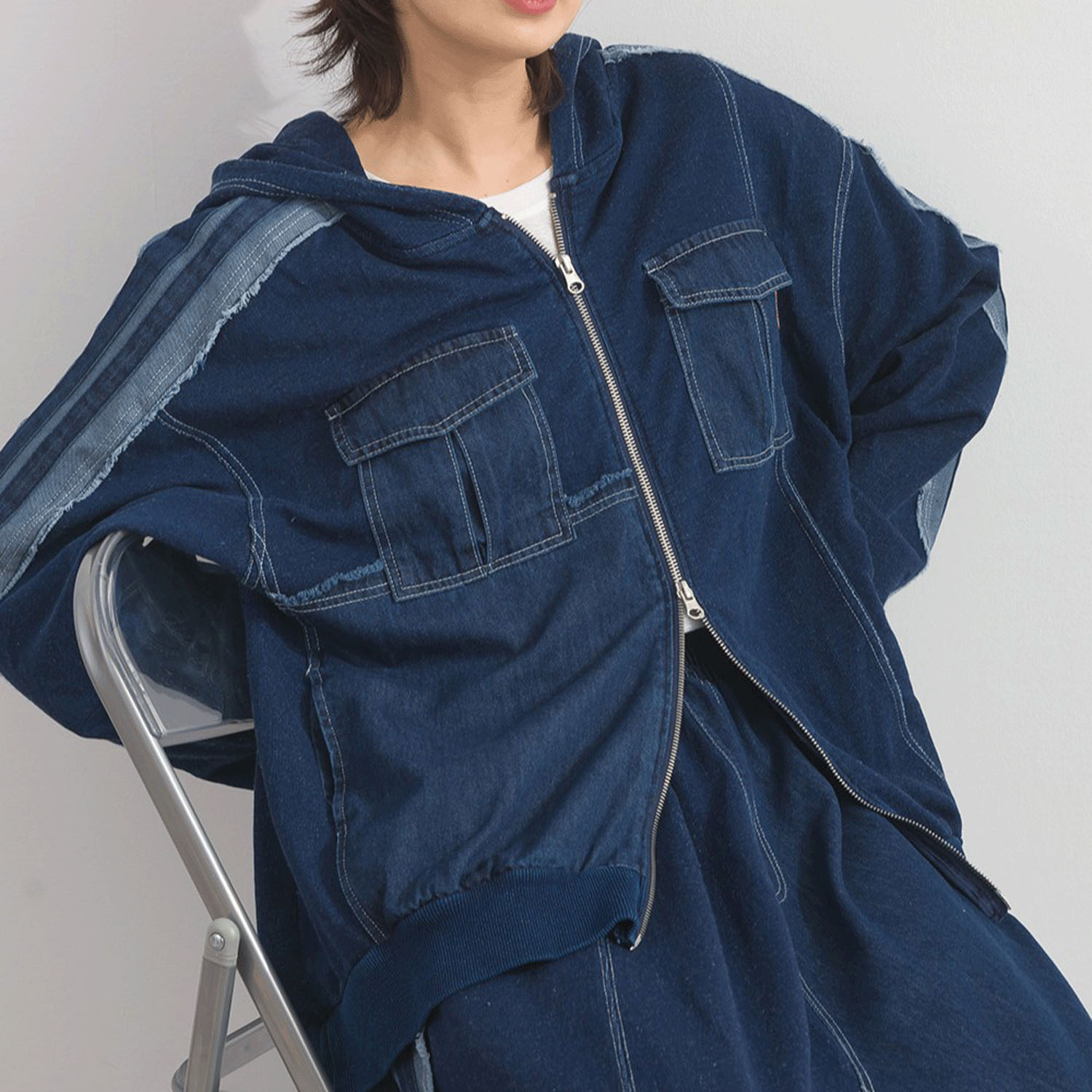 【ETONET限定】 iriey  裏毛インディゴ染めZIPパーカー