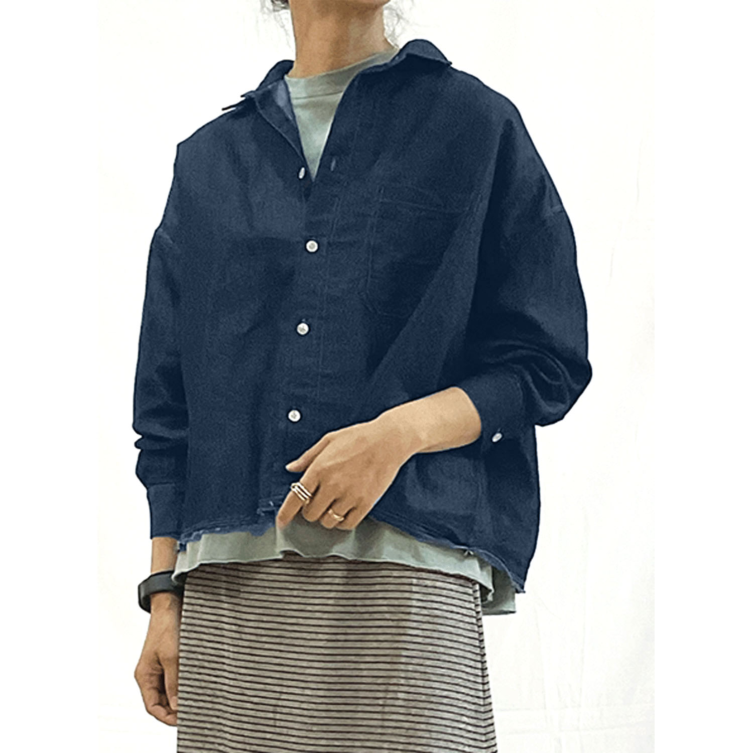 GENTIL デニムショート丈シャツ