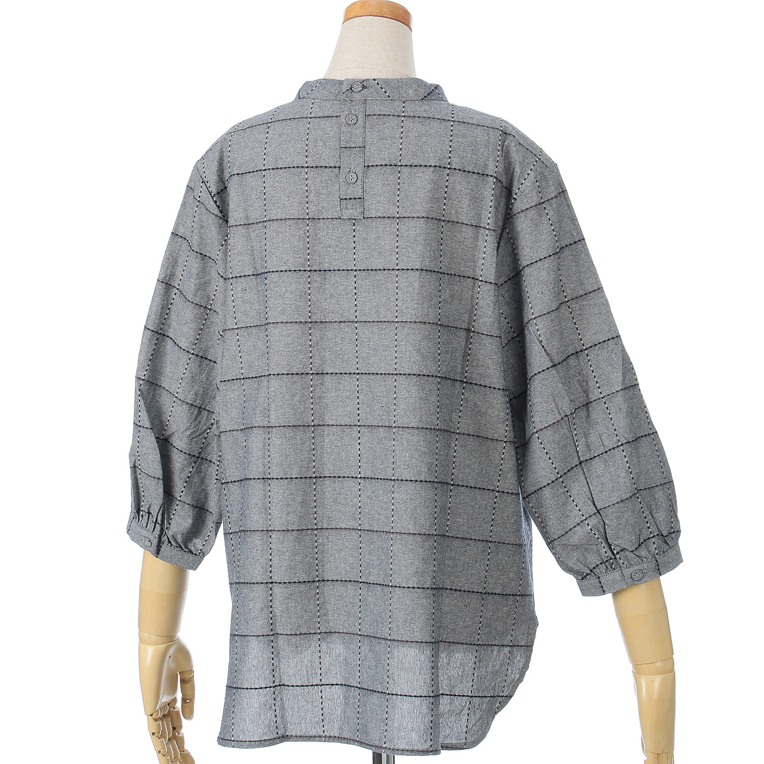 embelge 刺子チェックTブラウス - 画像5