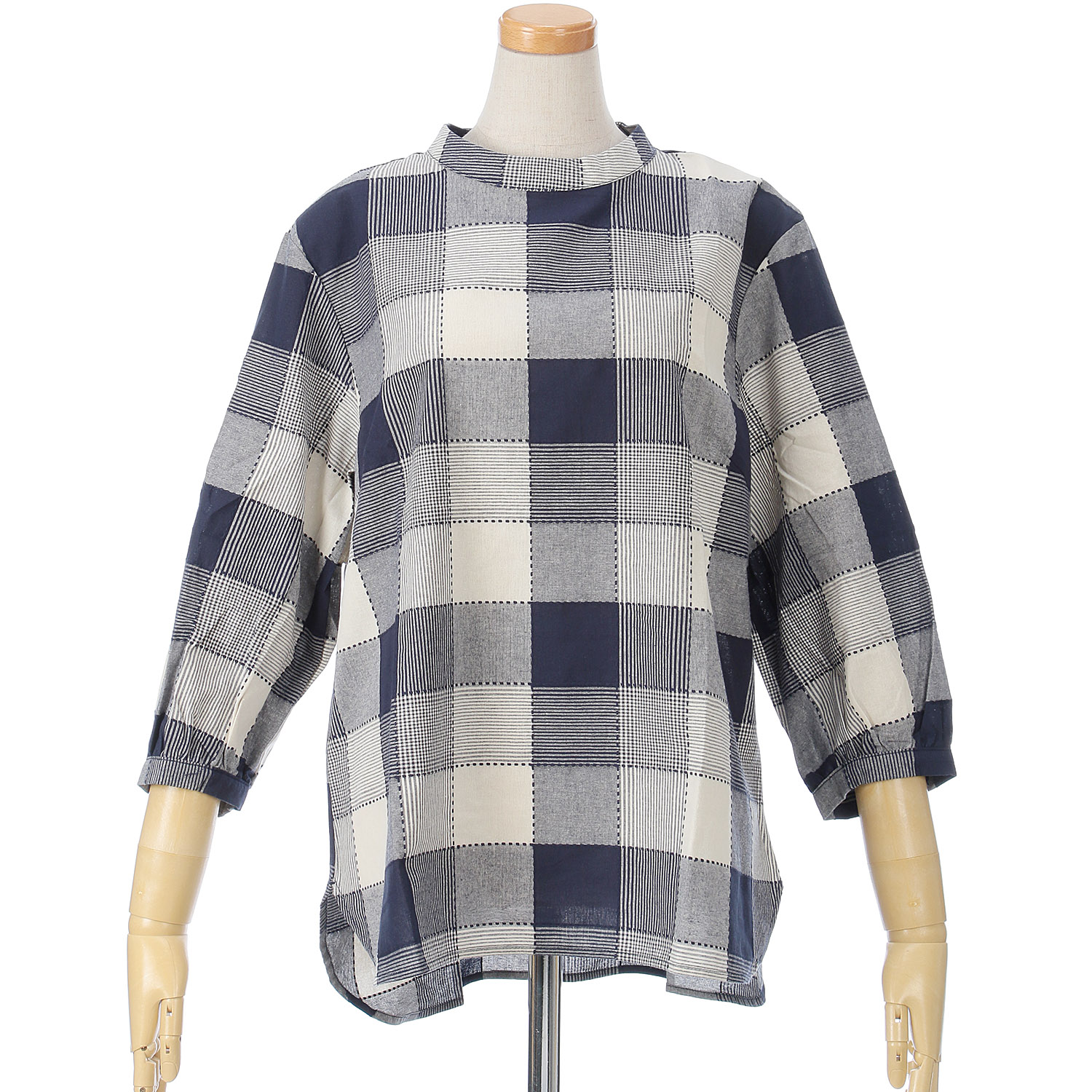 embelge 刺子チェックTブラウス - 画像7