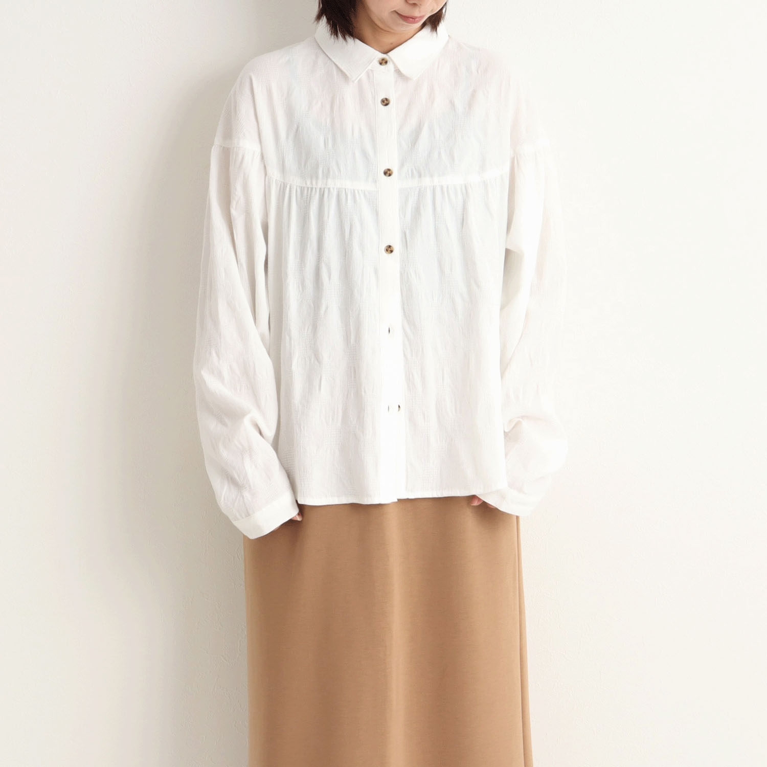 le colis  ランダムドットジャカード切替シャツ