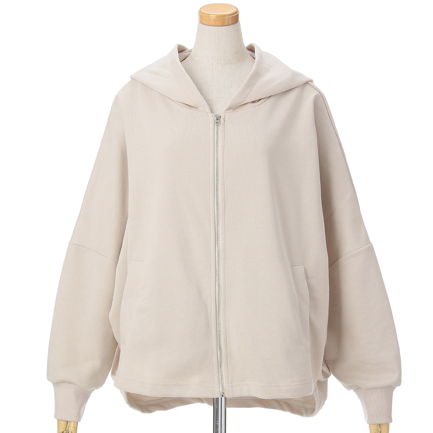 le colis  TC裏毛ドルマンフードZIPパーカー - 画像6