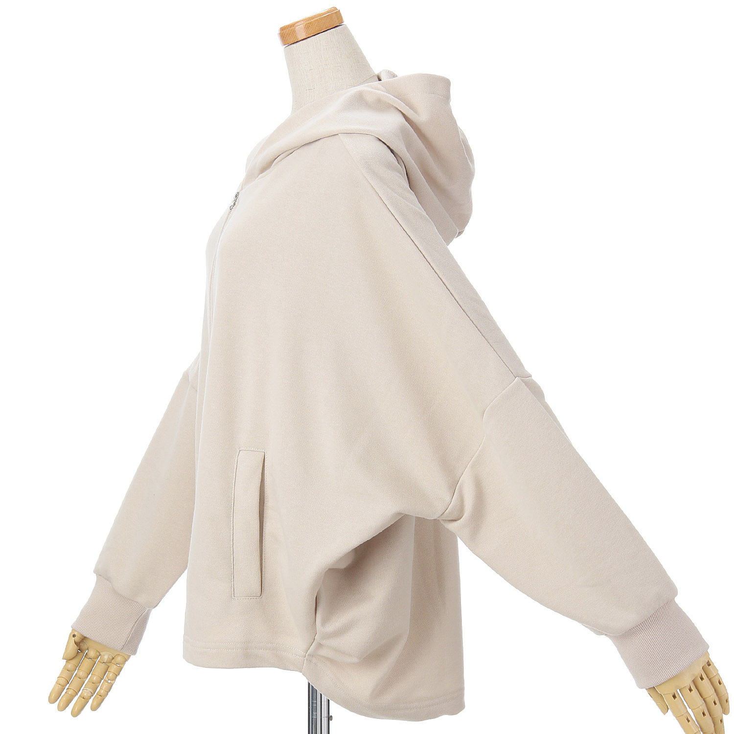 le colis  TC裏毛ドルマンフードZIPパーカー - 画像7