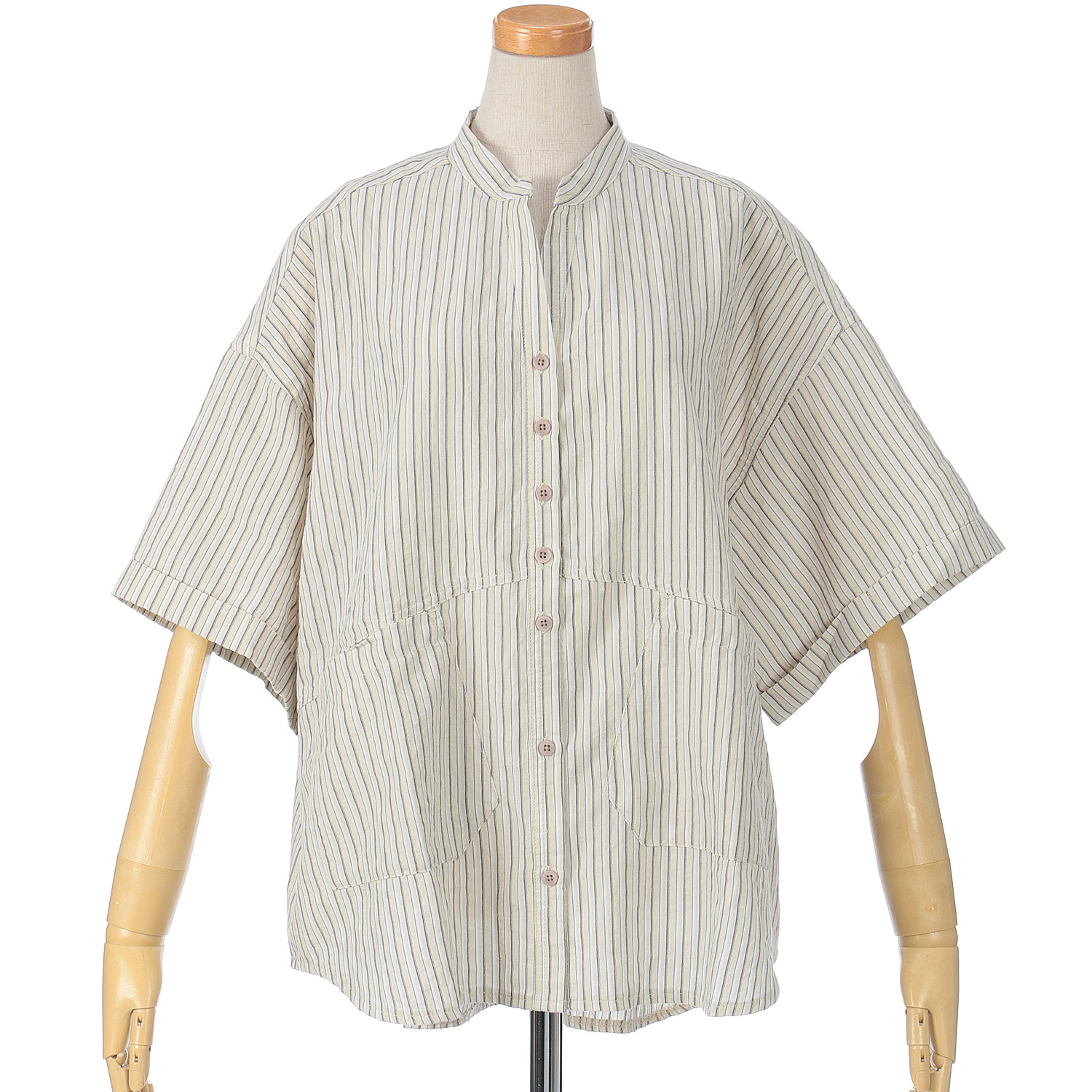 GENTIL マルチストライプポケットシャツ - 画像1