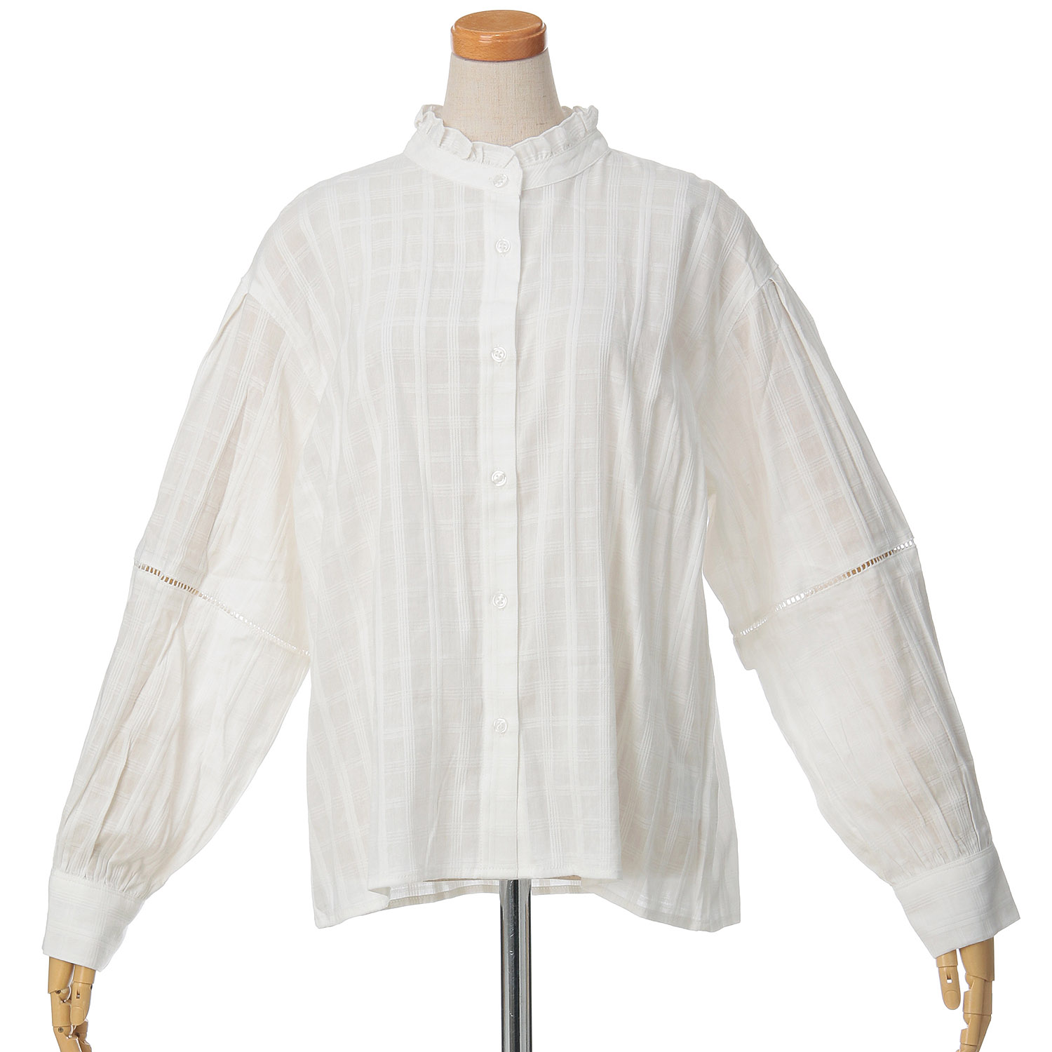 le colis チェックジャガード襟フリルシャツ - 画像3