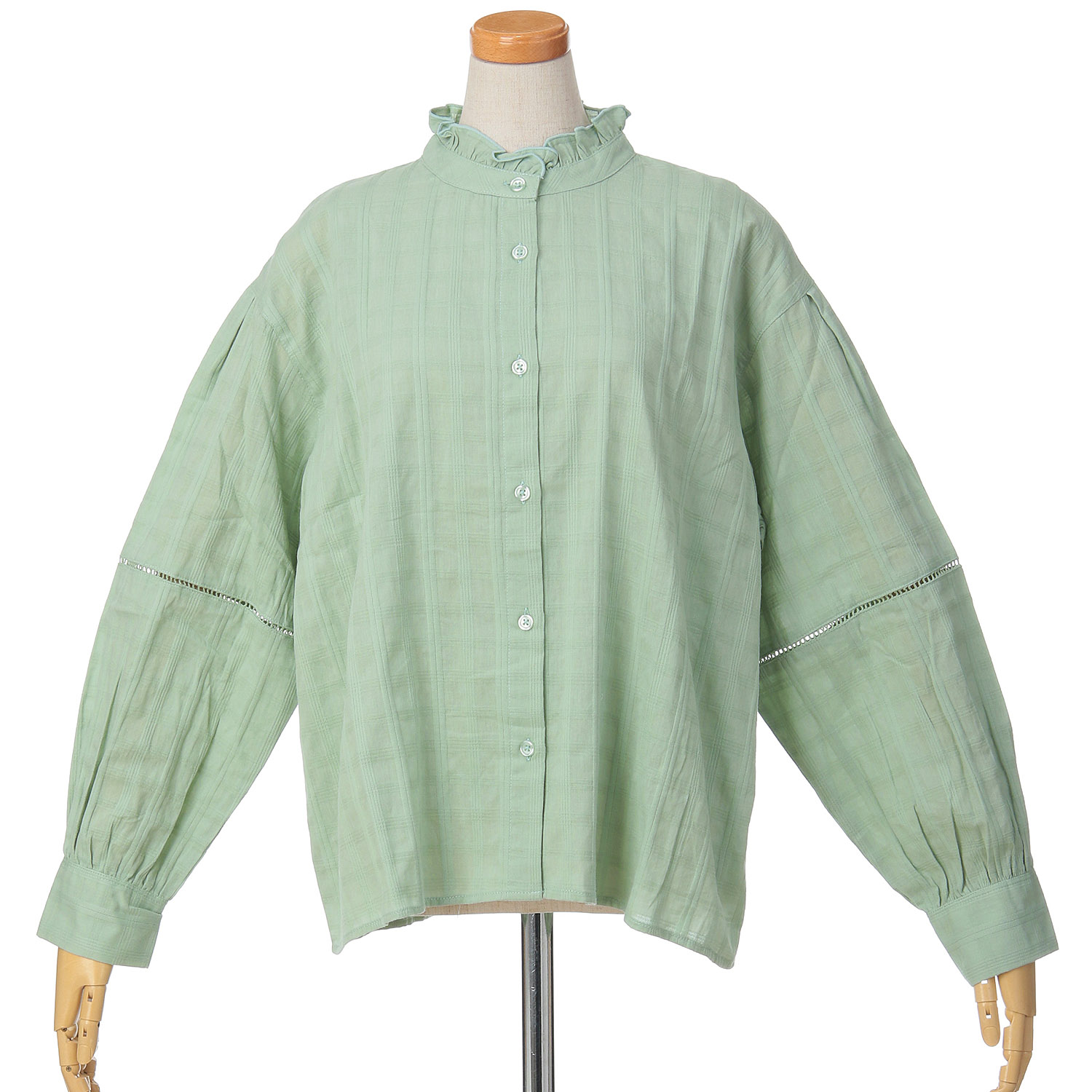 le colis チェックジャガード襟フリルシャツ - 画像1