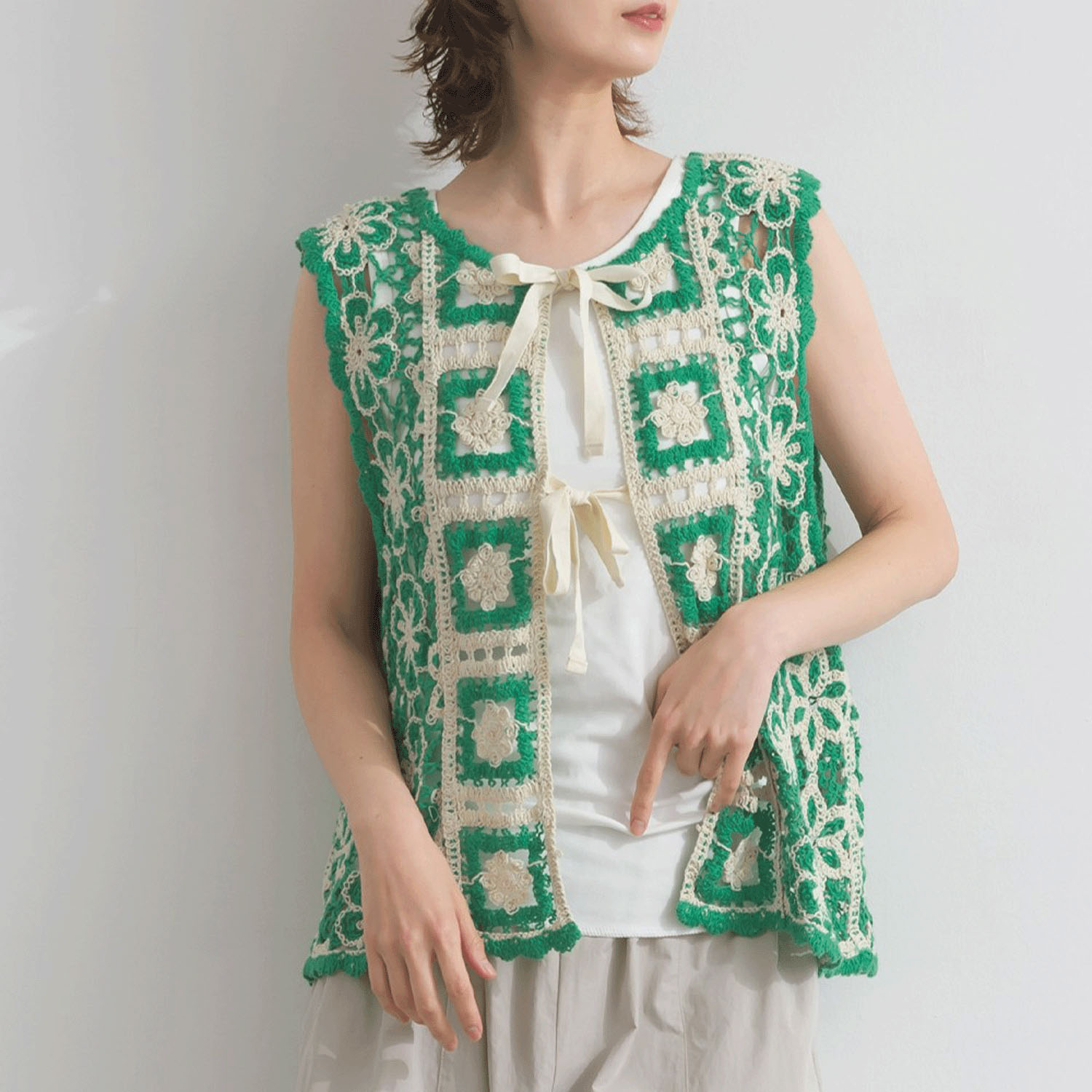 【ETONET限定】 iriey クロシェモチーフ2WAYベスト - 画像15