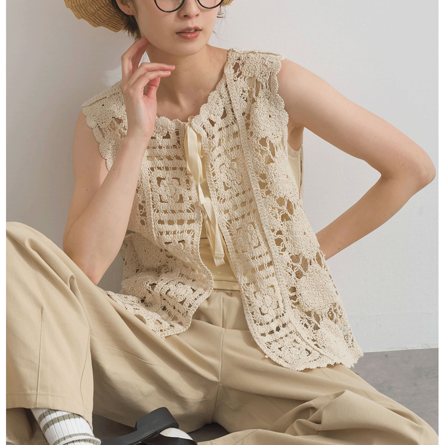 【ETONET限定】 iriey クロシェモチーフ2WAYベスト - 画像9