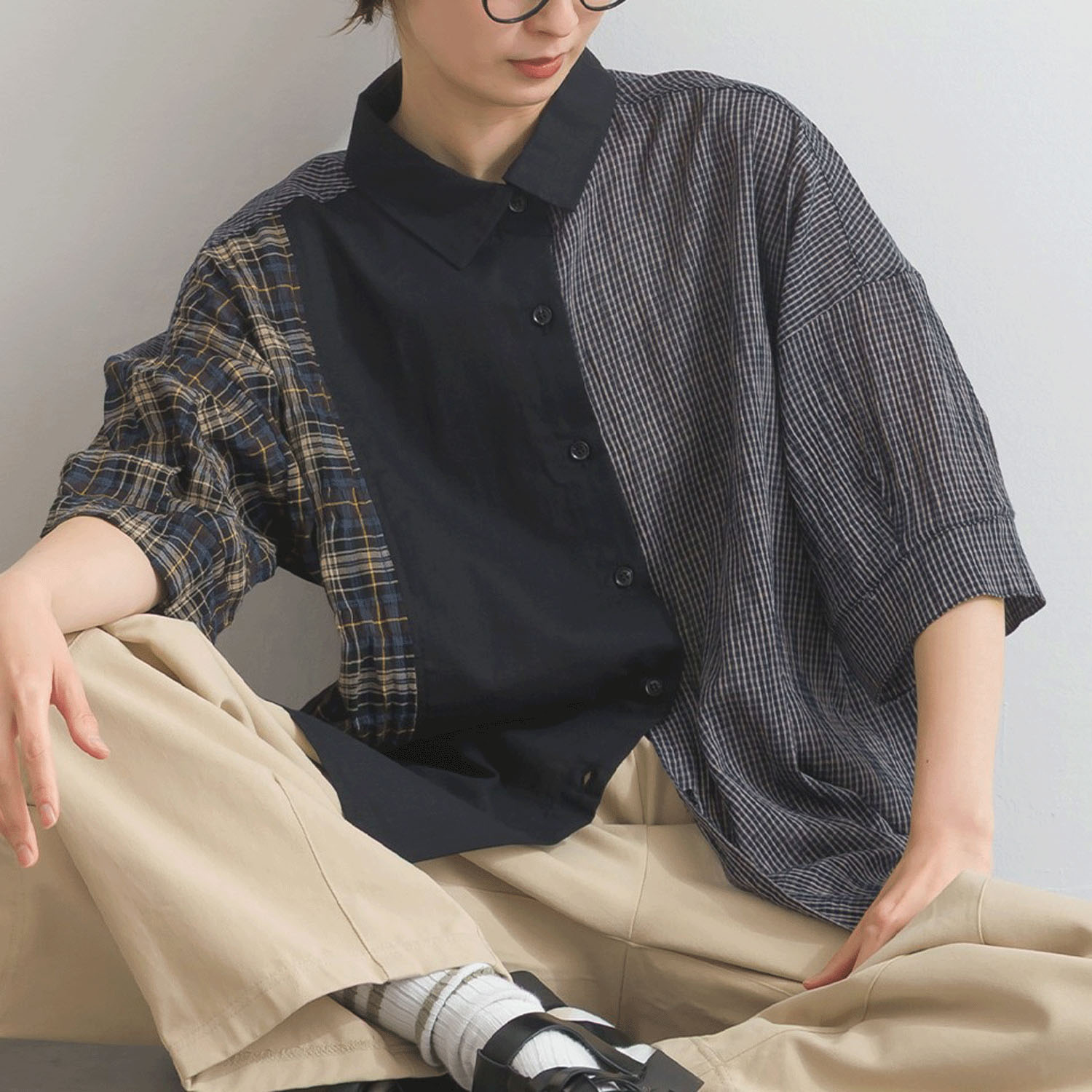 【ETONET限定】 iriey 異素材切替BIGシャツ - 画像12