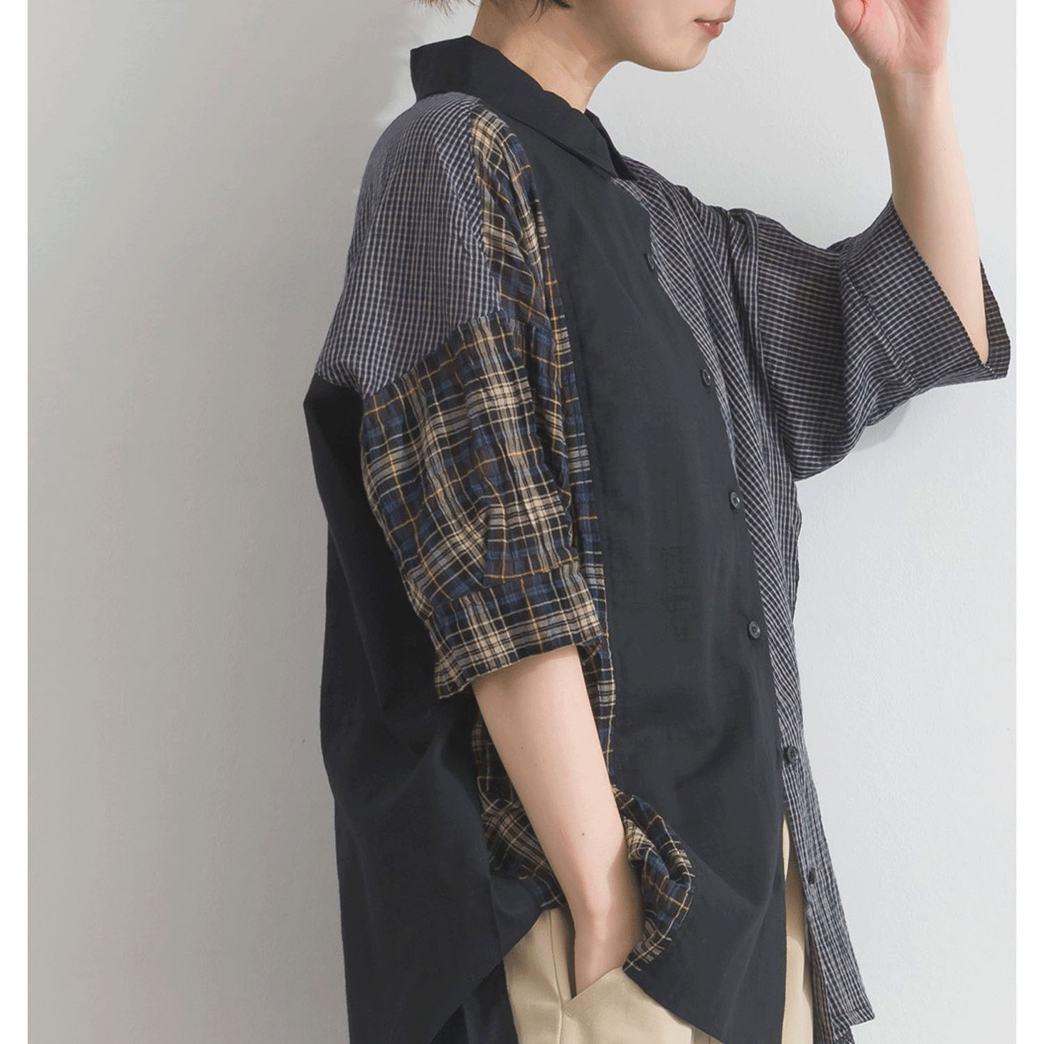 【ETONET限定】 iriey 異素材切替BIGシャツ - 画像14