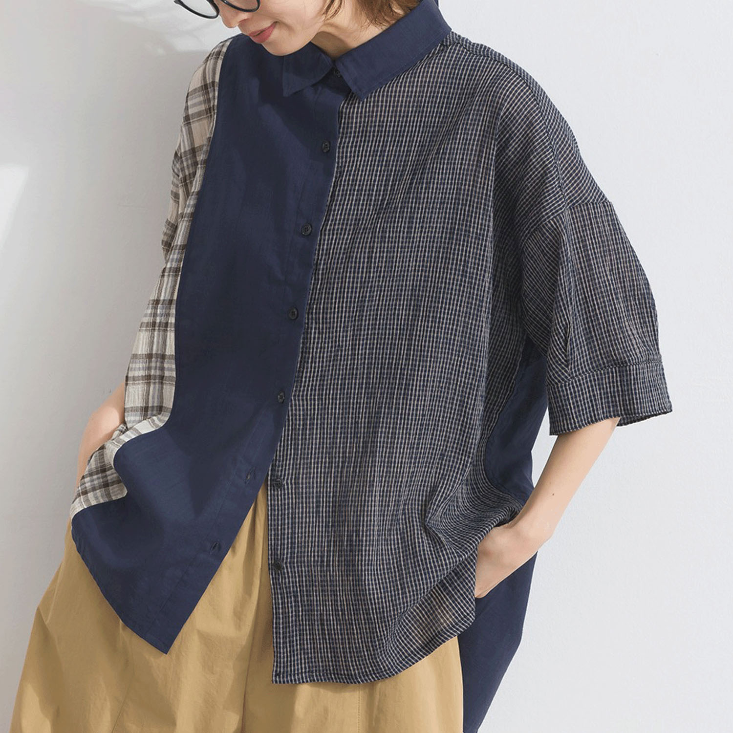 【ETONET限定】 iriey 異素材切替BIGシャツ - 画像19