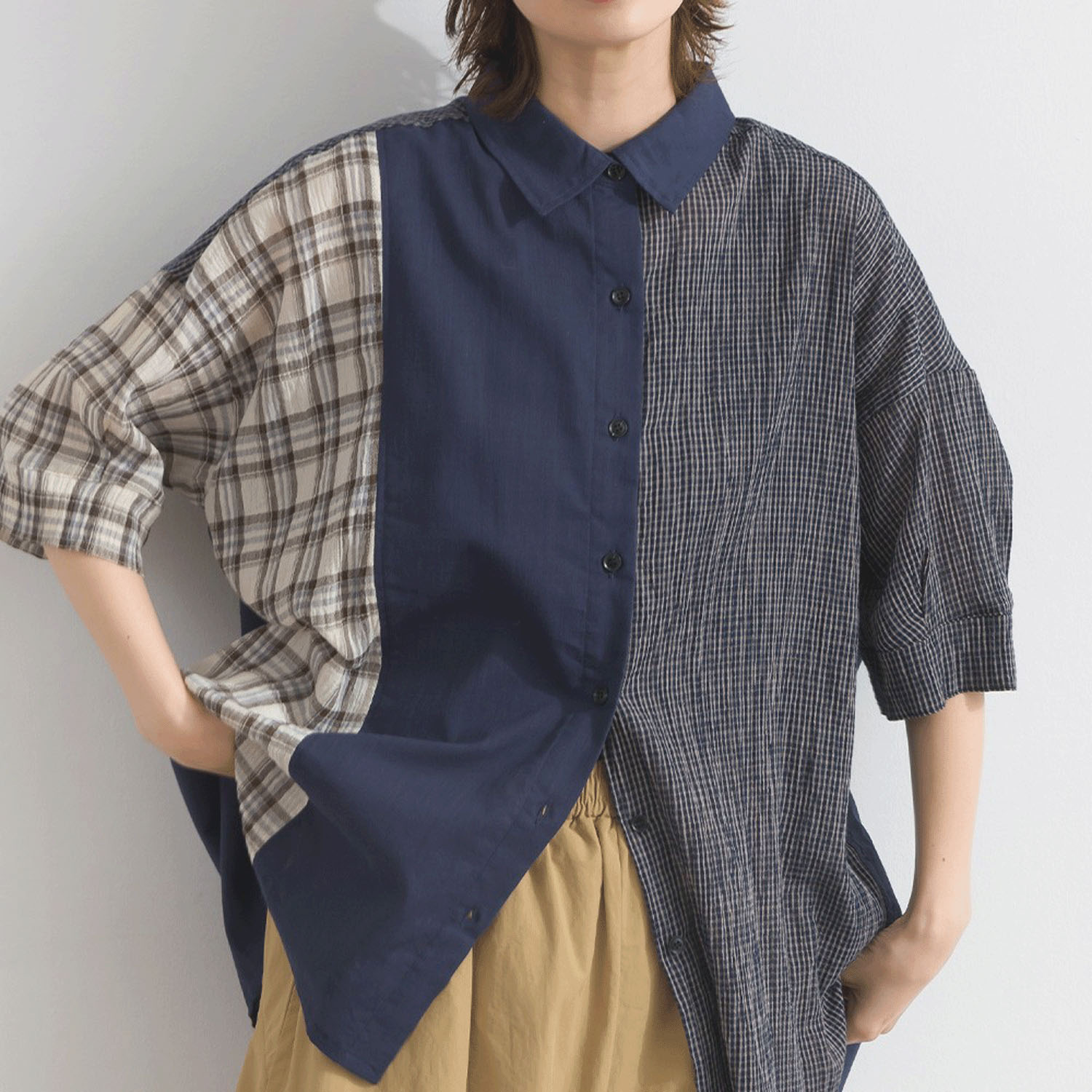 【ETONET限定】 iriey 異素材切替BIGシャツ - 画像20