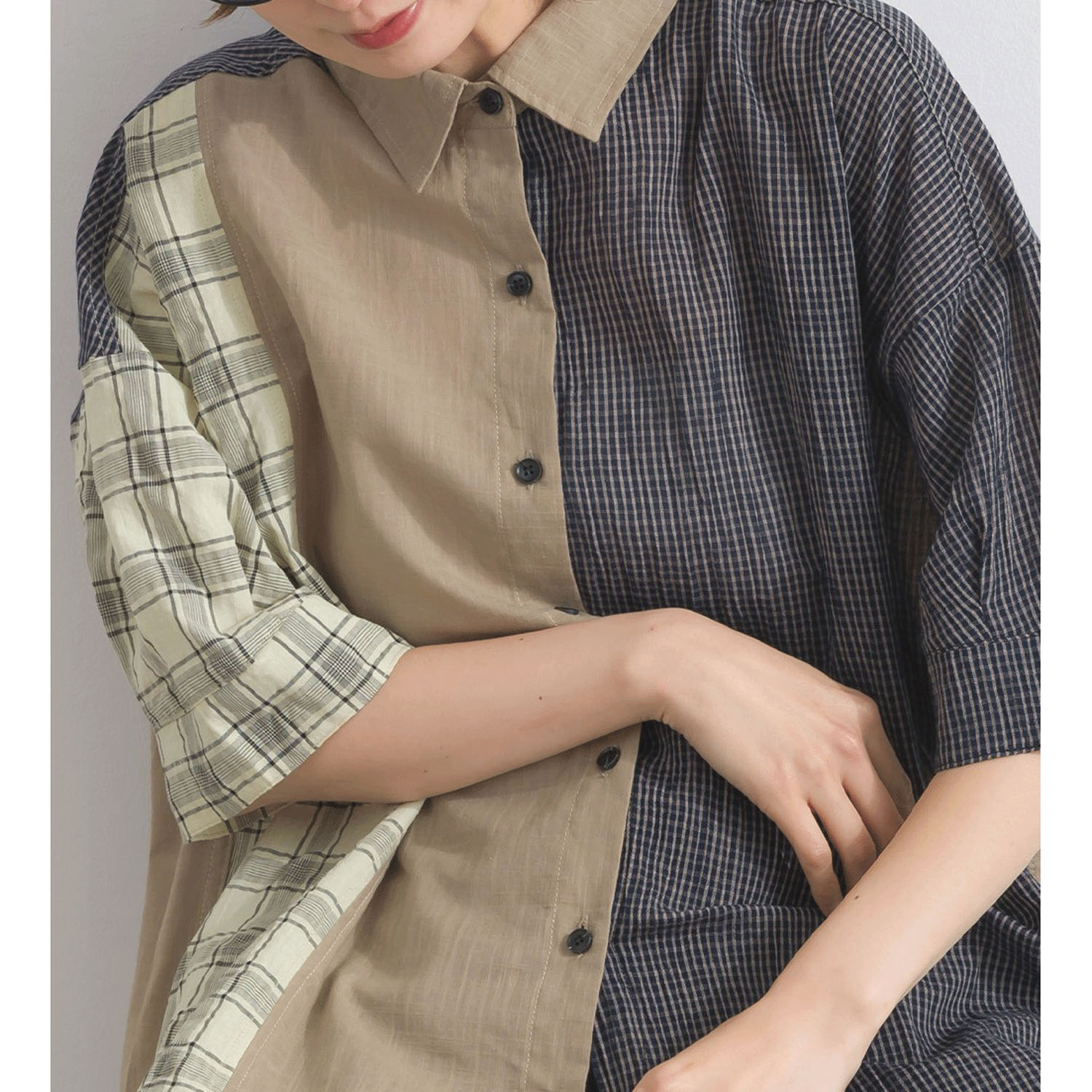 【ETONET限定】 iriey 異素材切替BIGシャツ - 画像7