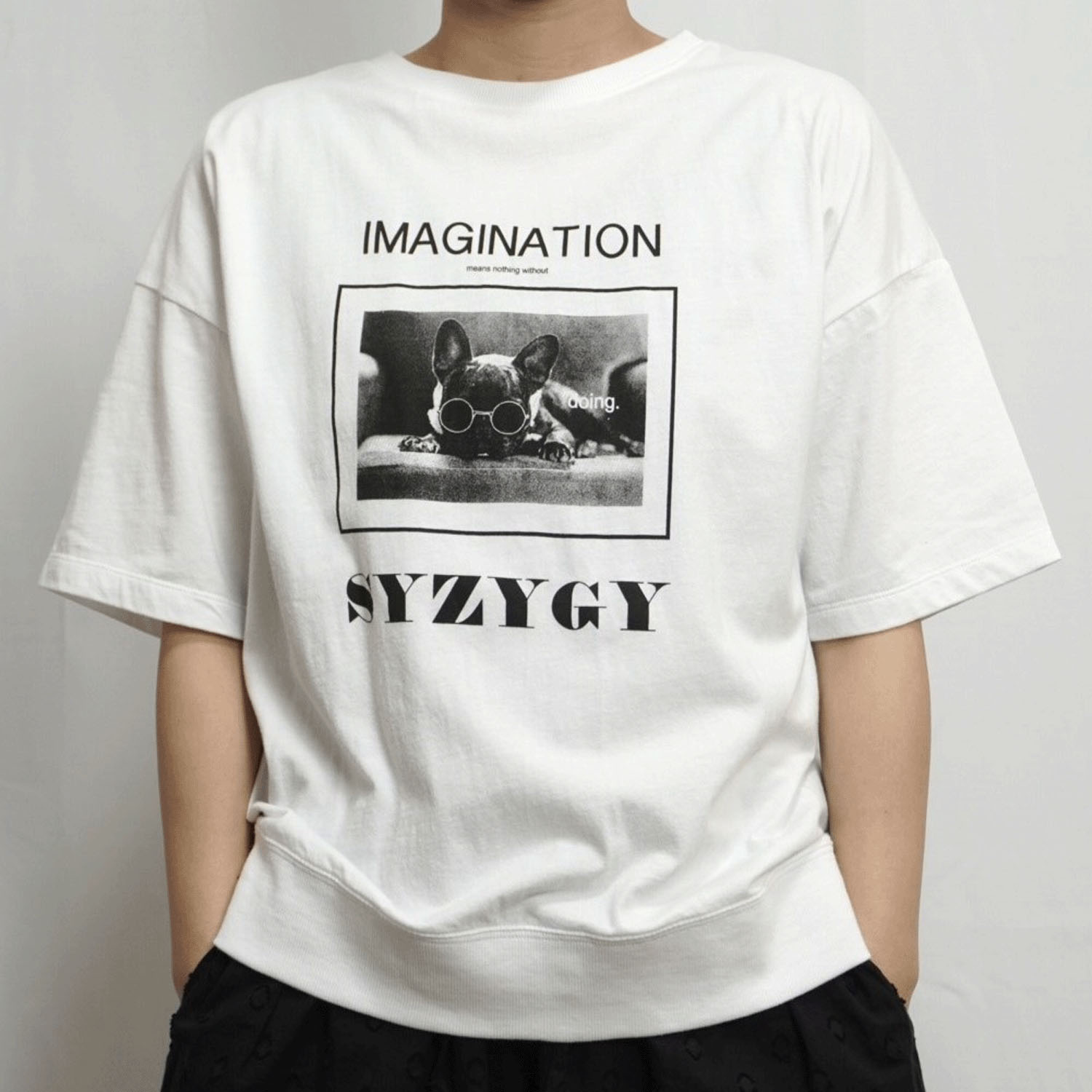 【ETONET限定】fu－dueka：： 5分袖 裾リブDogプリントTEE - 画像2