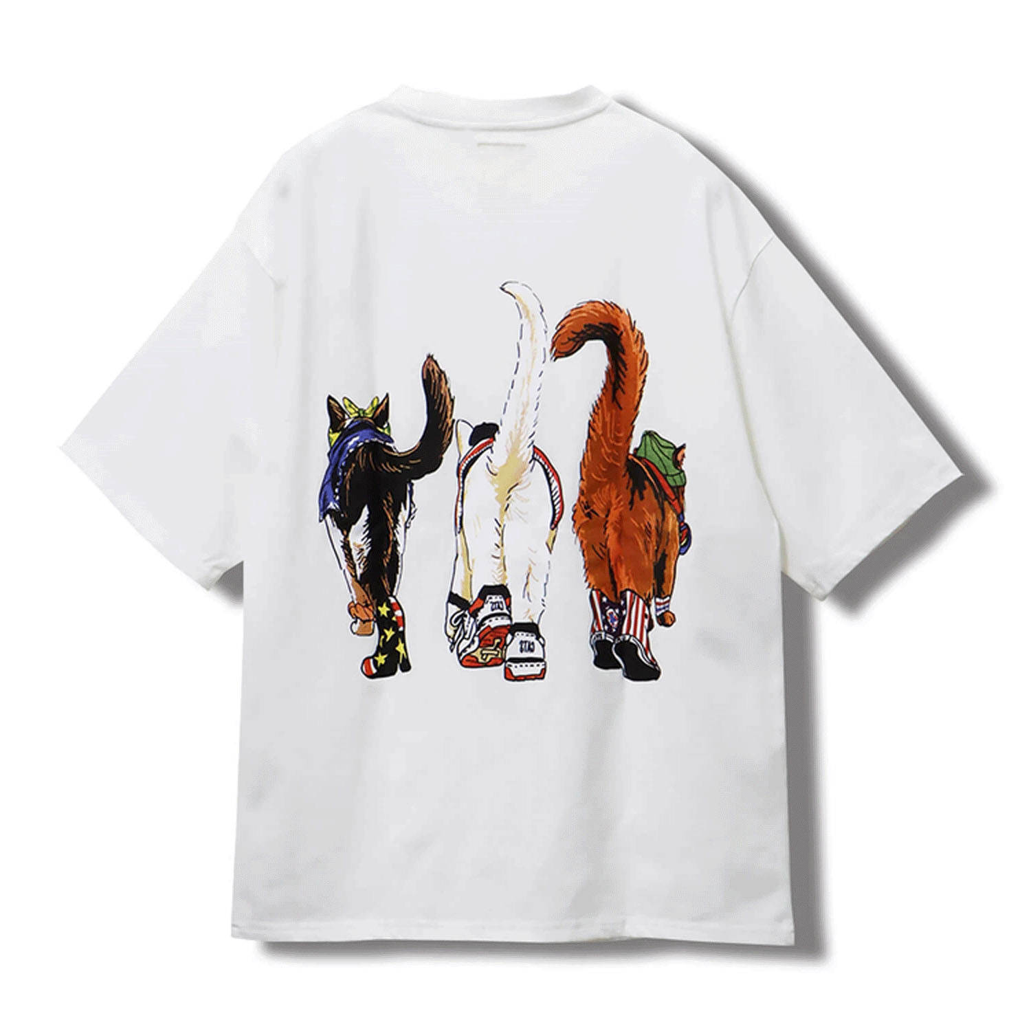 【LLサイズ、新色追加】【Insta Live】CORISCO Animal Village 前後プリントネコTシャツ - 画像11