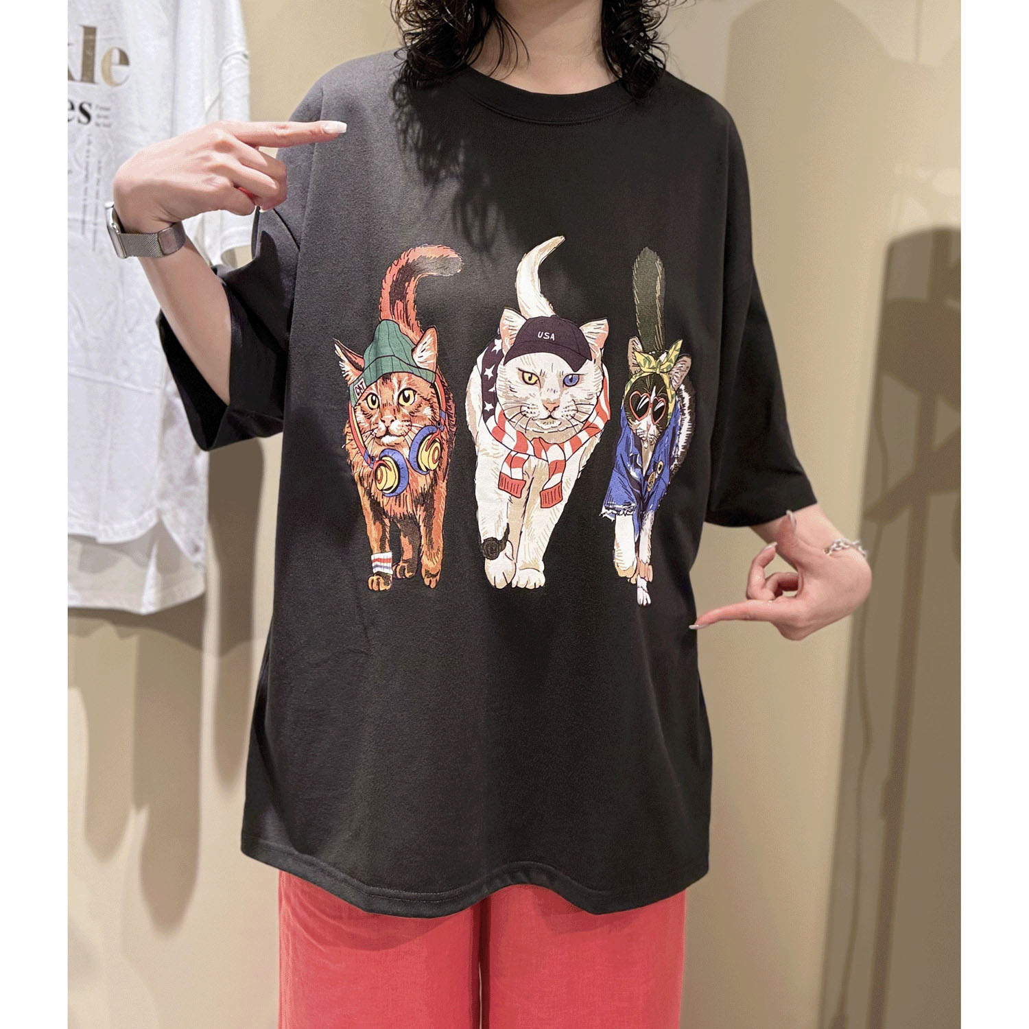 【LLサイズ、新色追加】【Insta Live】CORISCO Animal Village 前後プリントネコTシャツ - 画像20