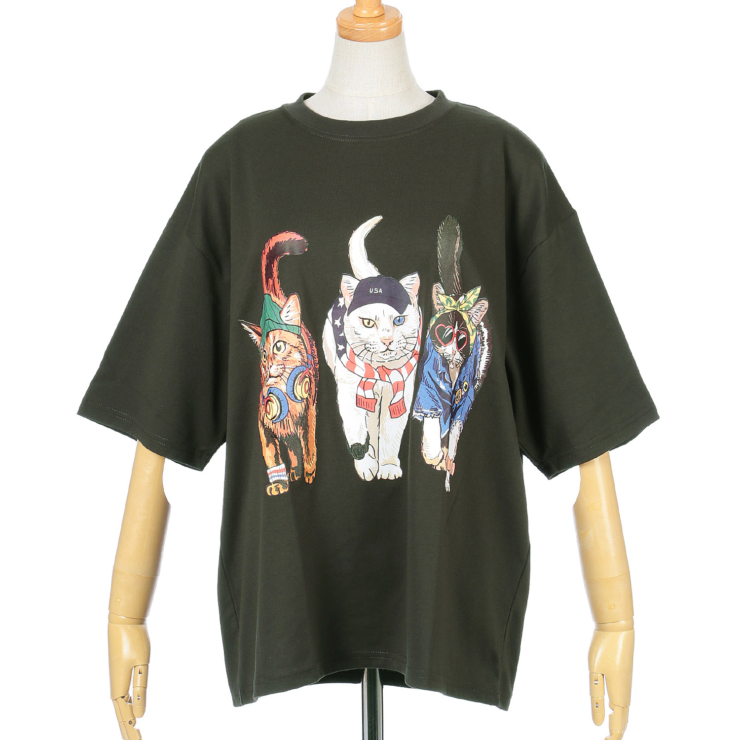 【LLサイズ、新色追加】【Insta Live】CORISCO Animal Village 前後プリントネコTシャツ - 画像26
