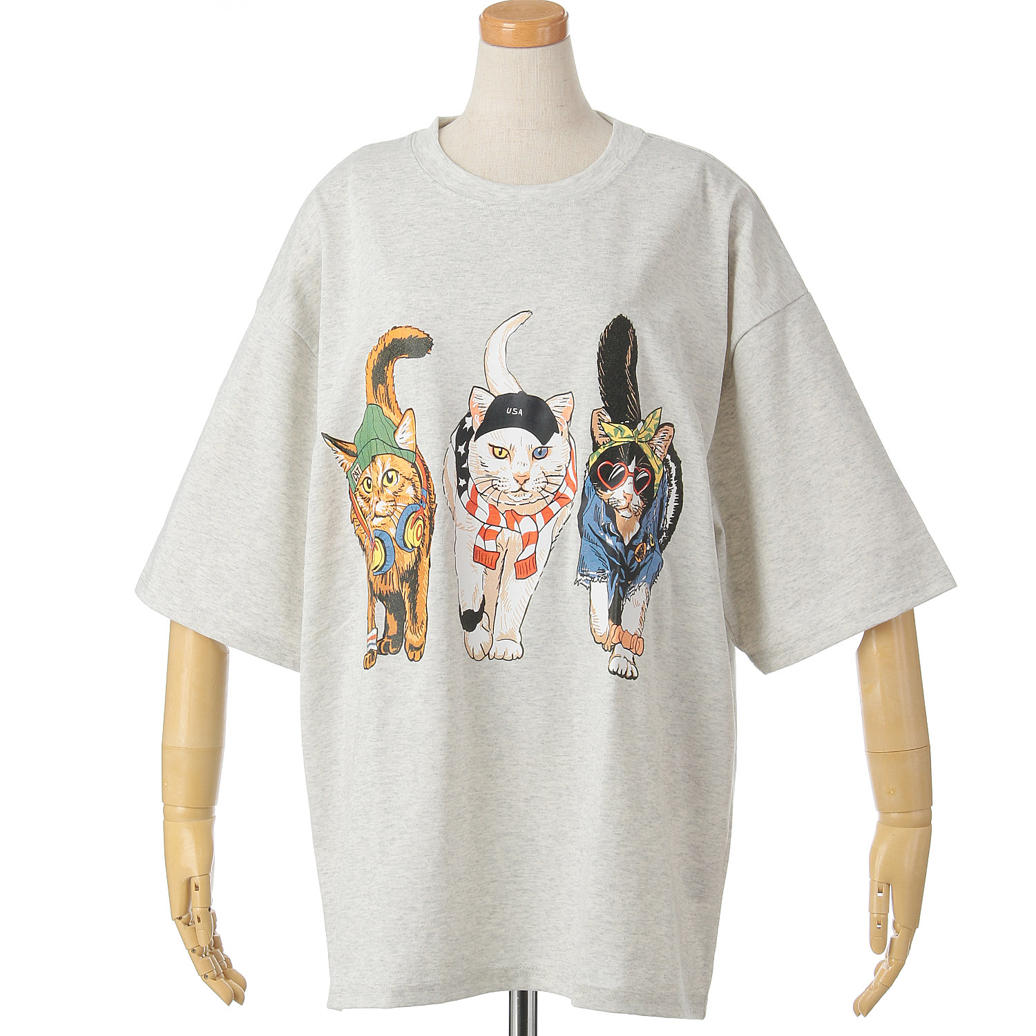 【LLサイズ、新色追加】【Insta Live】CORISCO Animal Village 前後プリントネコTシャツ - 画像35