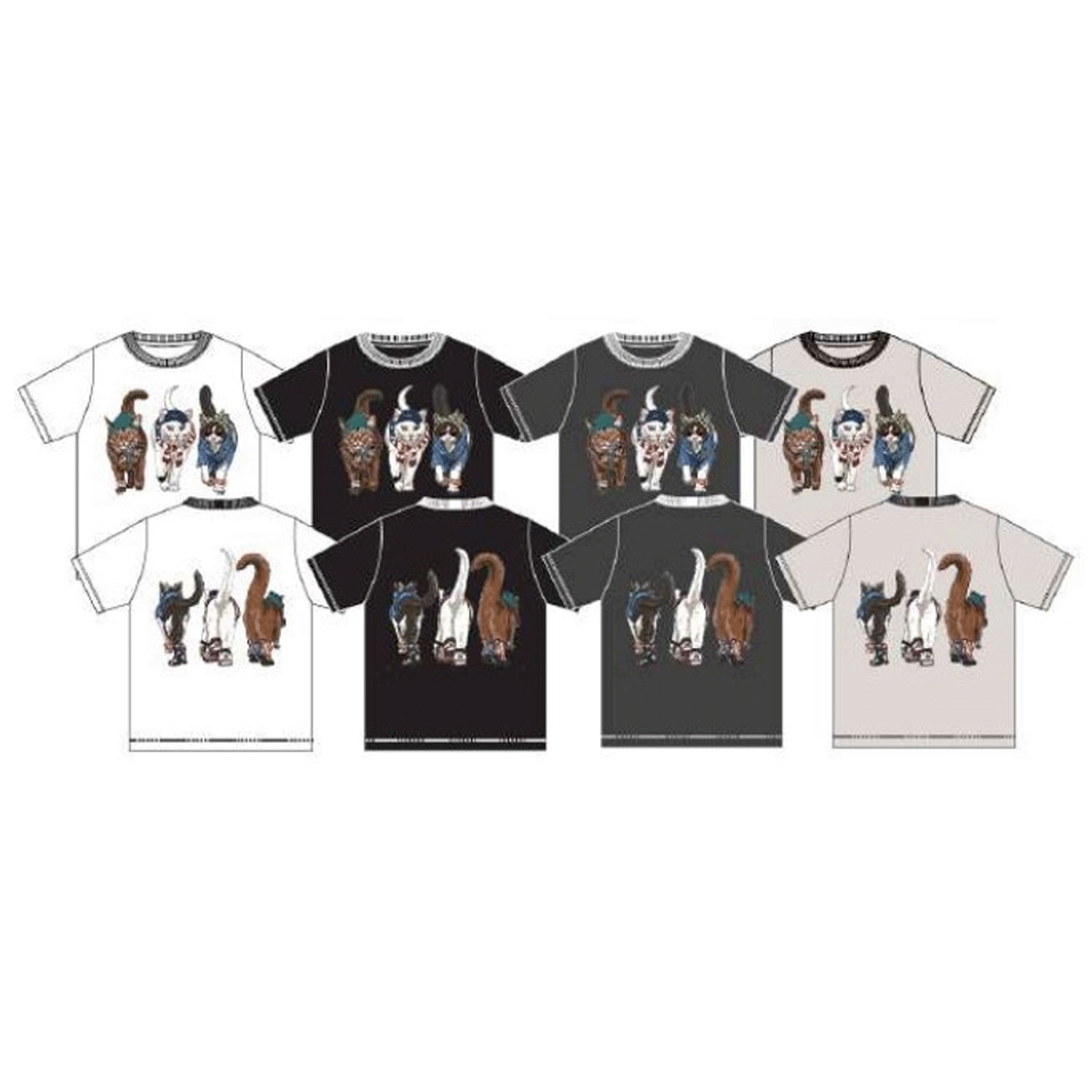 【LLサイズ、新色追加】【Insta Live】CORISCO Animal Village 前後プリントネコTシャツ - 画像5