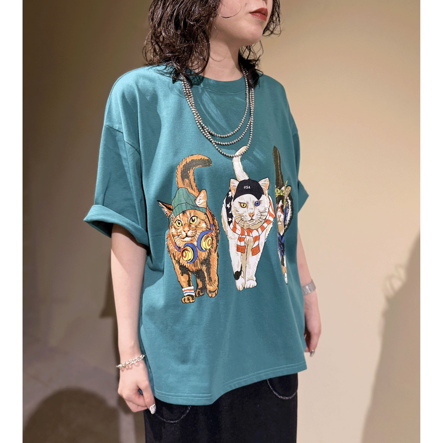 【LLサイズ、新色追加】【Insta Live】CORISCO Animal Village 前後プリントネコTシャツ - 画像41