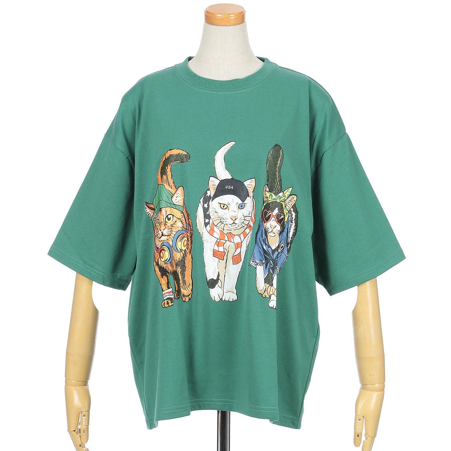 【LLサイズ、新色追加】【Insta Live】CORISCO Animal Village 前後プリントネコTシャツ - 画像46