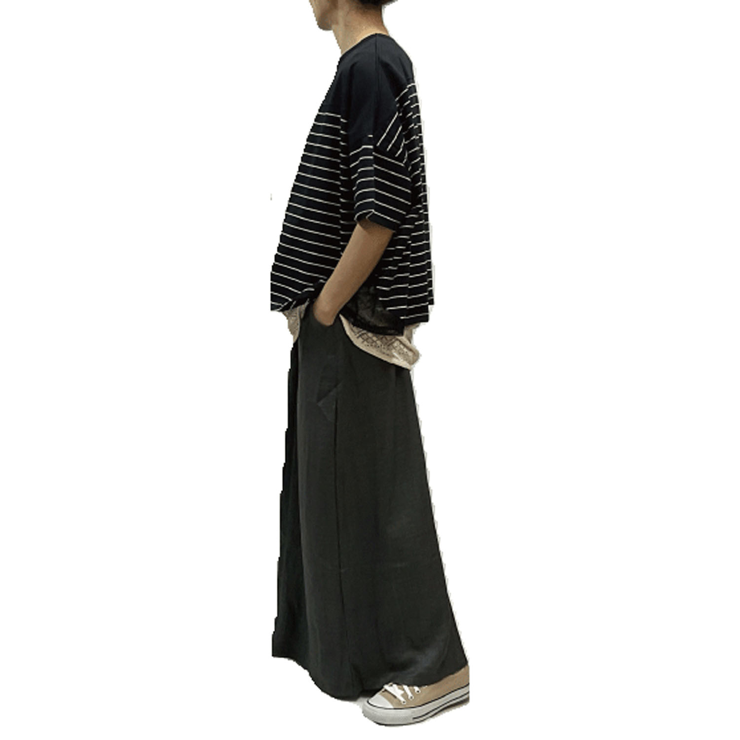 GENTIL スリットメッシュ肩切替ワイドTee - 画像7