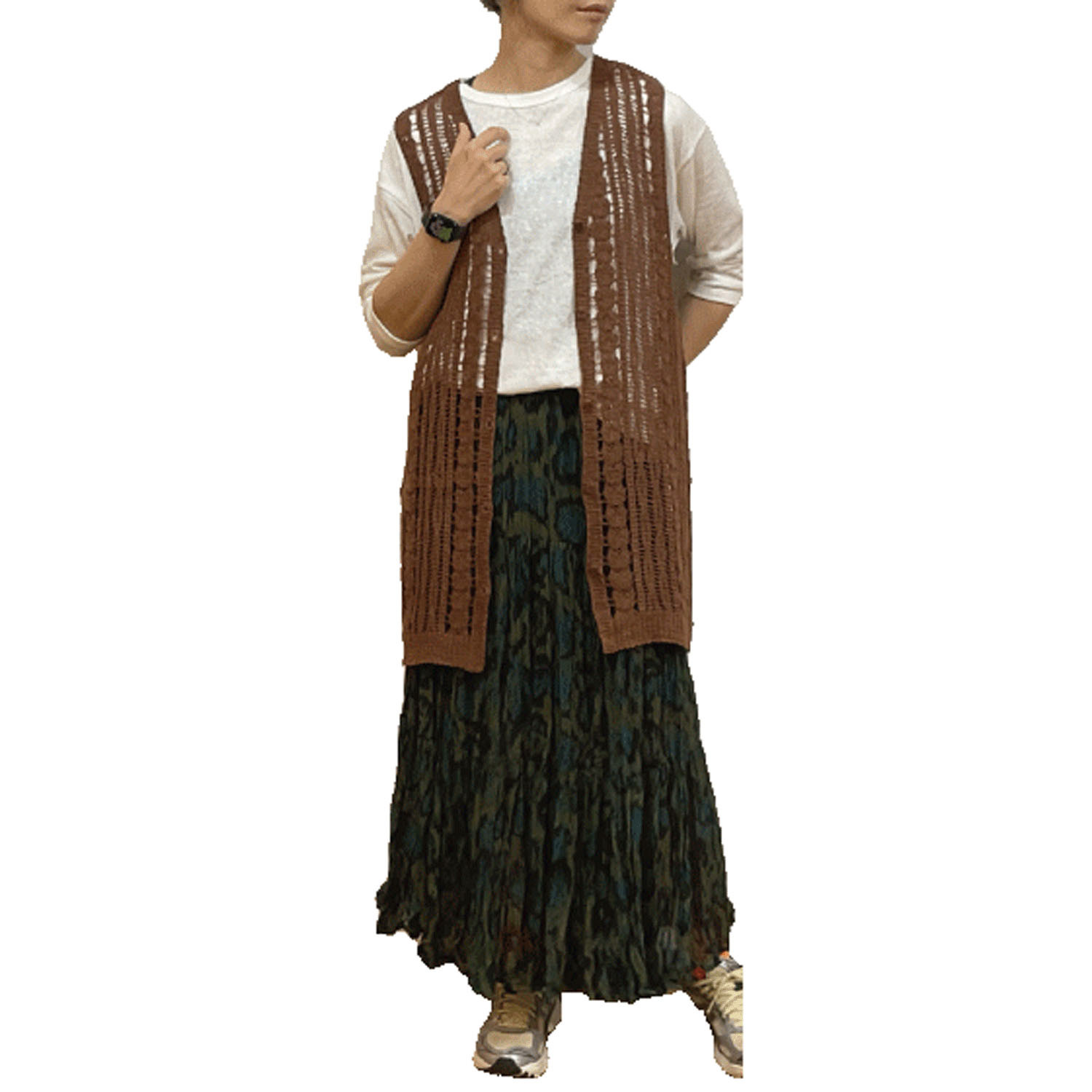 【Insta Live】GENTIL かぎ針編み風ロングベスト - 画像1