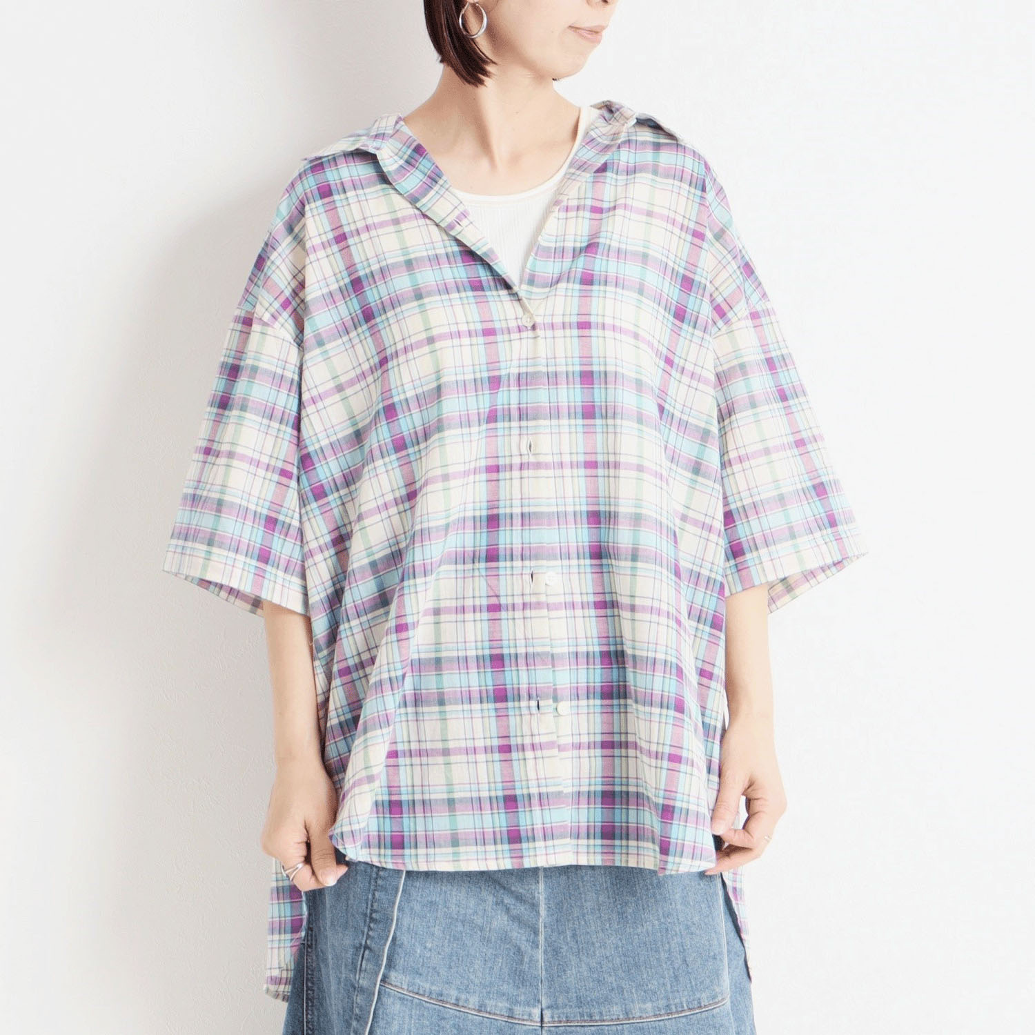 le colis リネンブレンドワイドシャツ5分袖 - 画像1