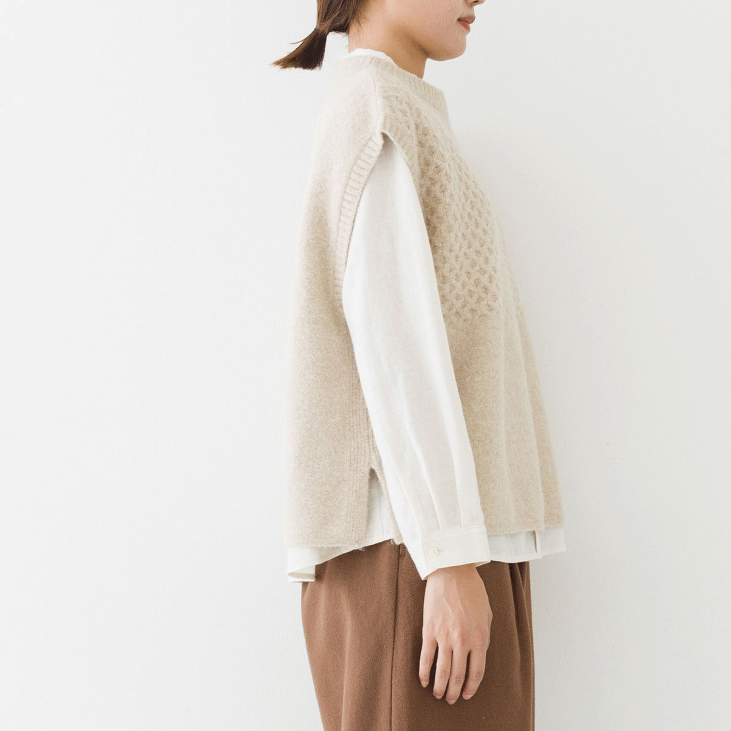 【お取り寄せ】kermu マーセライズウール柄編みベスト - 画像4