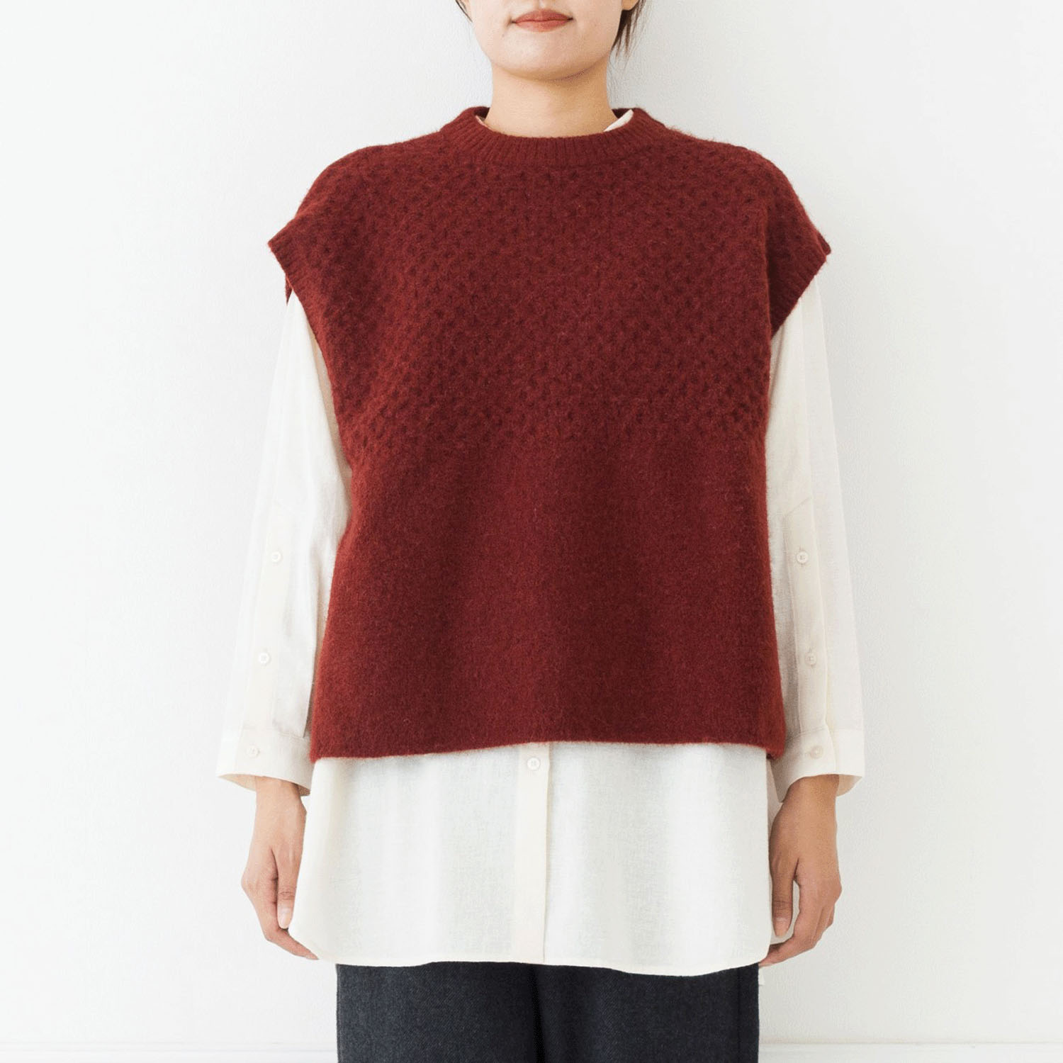 【お取り寄せ】kermu マーセライズウール柄編みベスト - 画像7