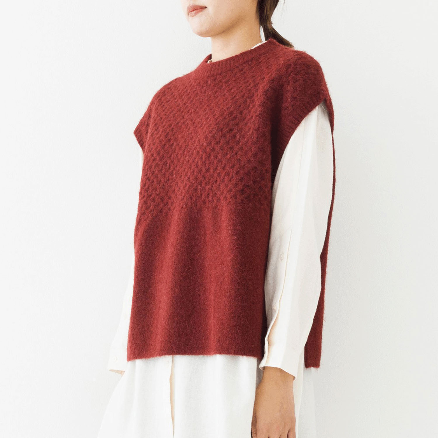 【お取り寄せ】kermu マーセライズウール柄編みベスト - 画像8