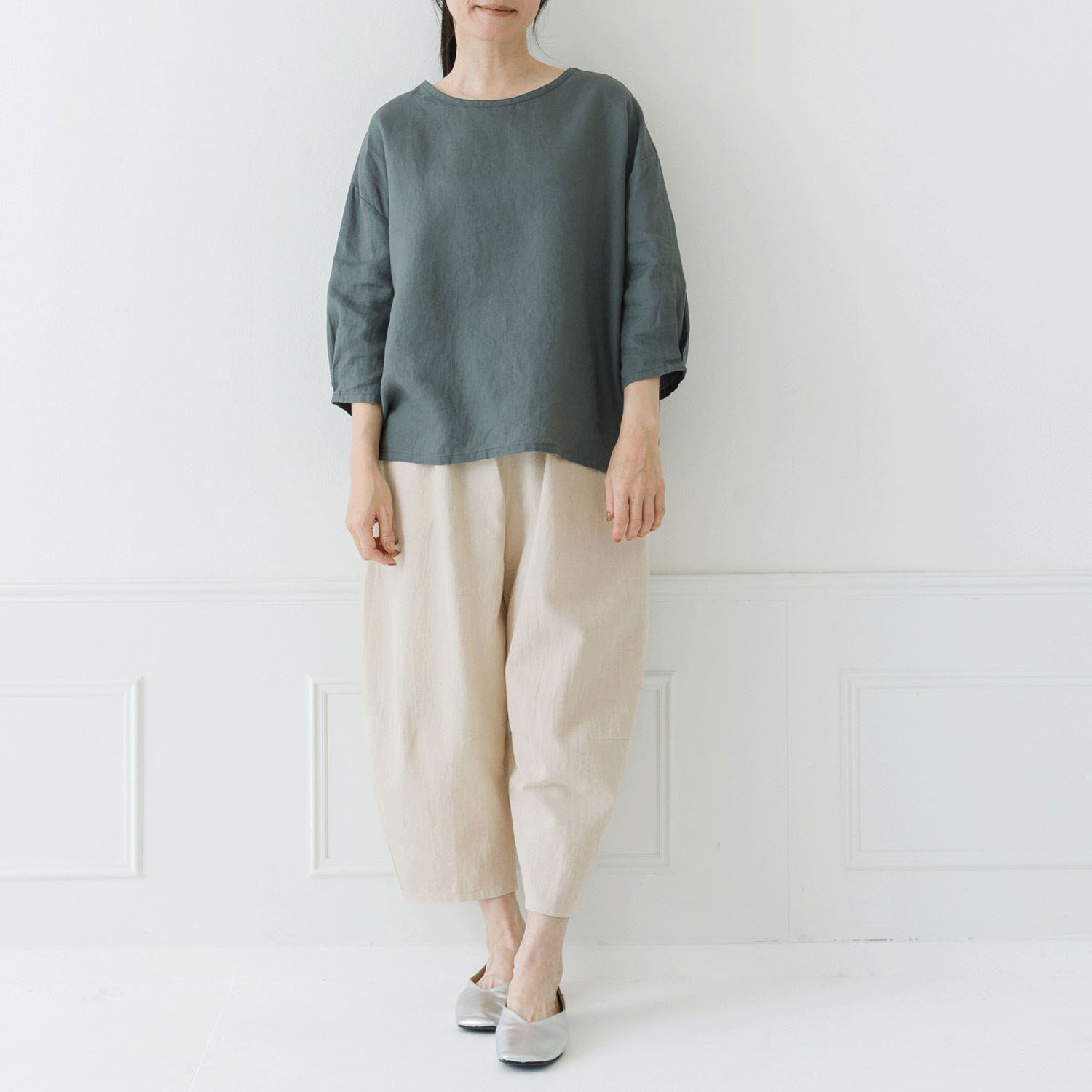 【お取り寄せ】Crea delice リネン袖口タックボリューム7分袖ブラウス - 画像16