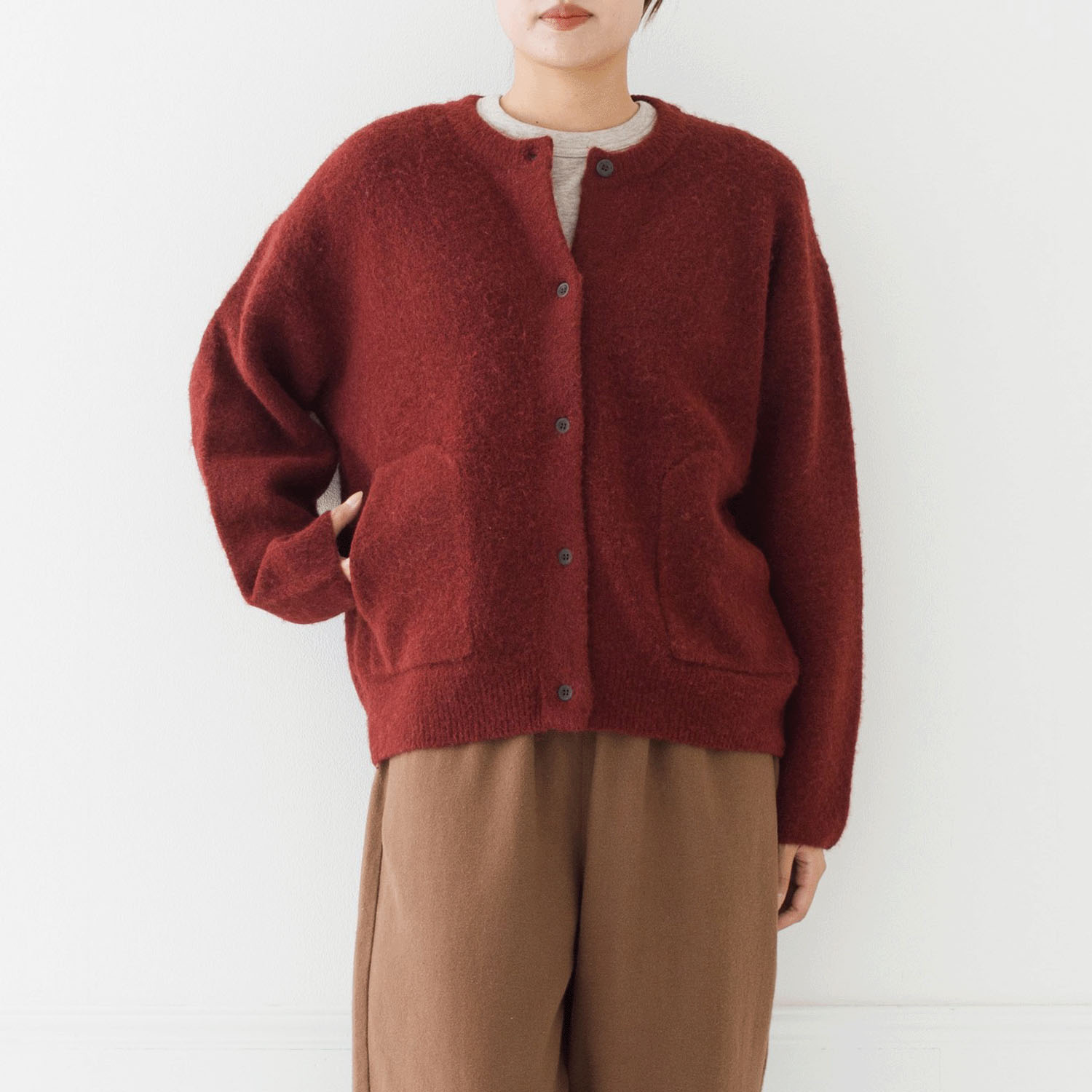 【お取り寄せ】kermu マーセライズウールワイドポケットカーディガン