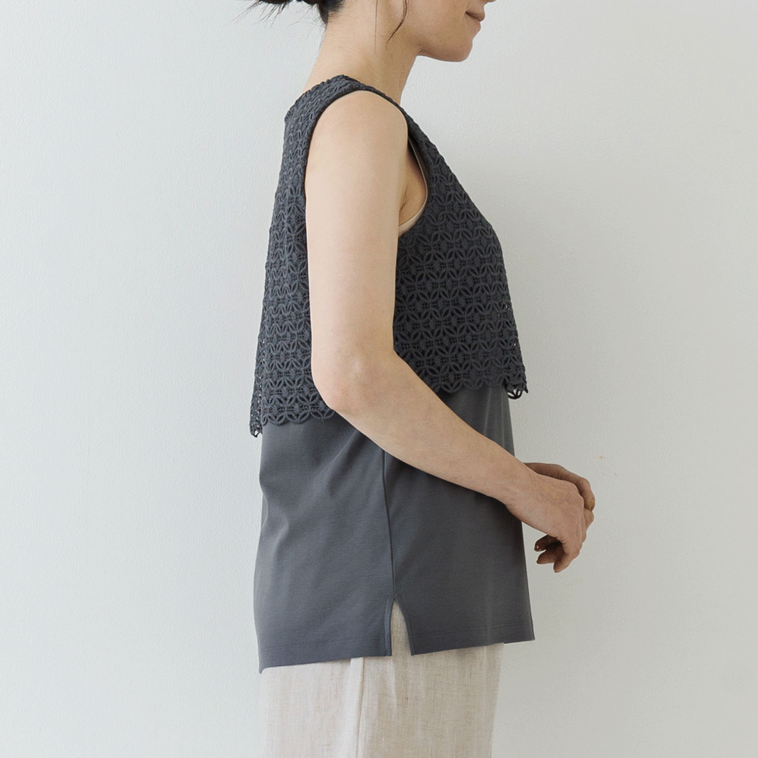 【お取り寄せ】Crea delice 強撚スムースレース使いタンクトップ - 画像13