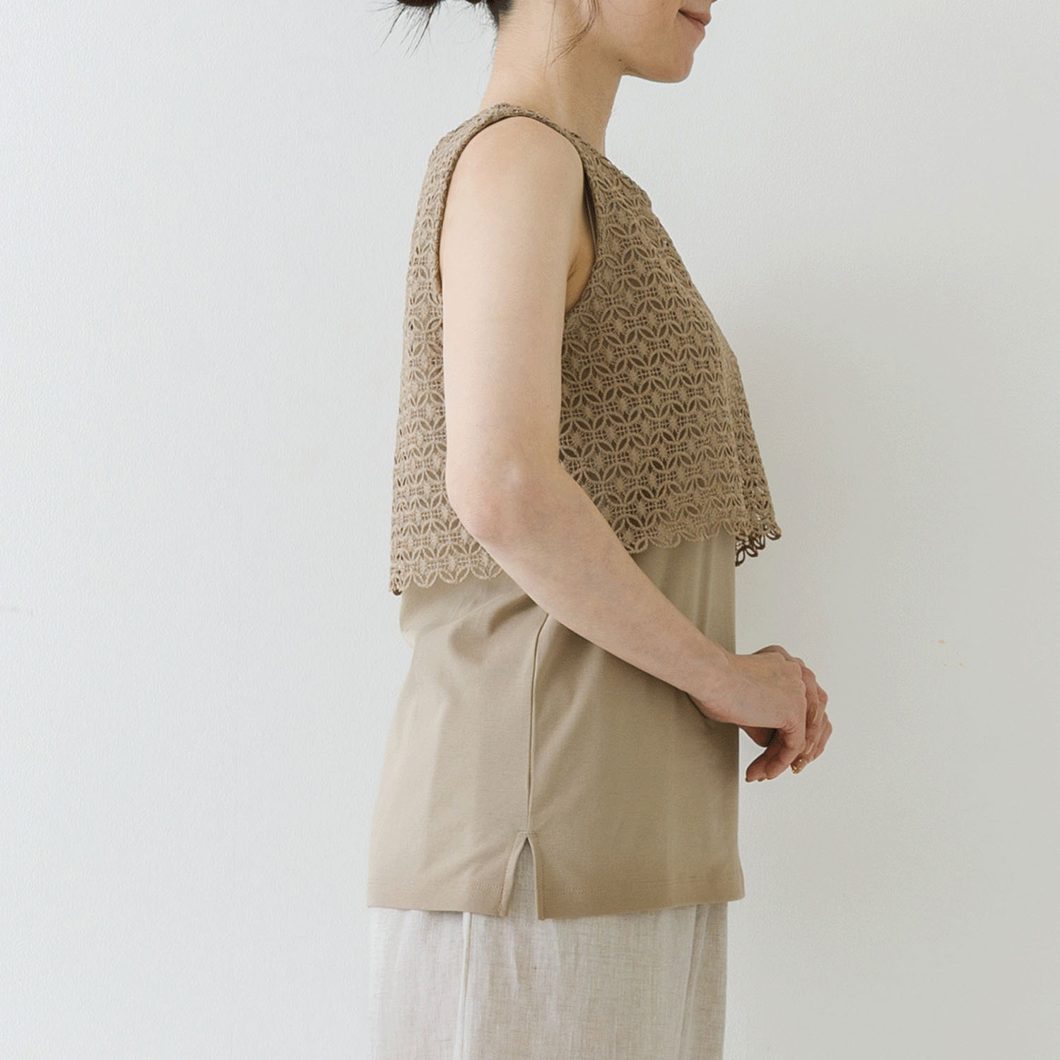 【お取り寄せ】Crea delice 強撚スムースレース使いタンクトップ - 画像18