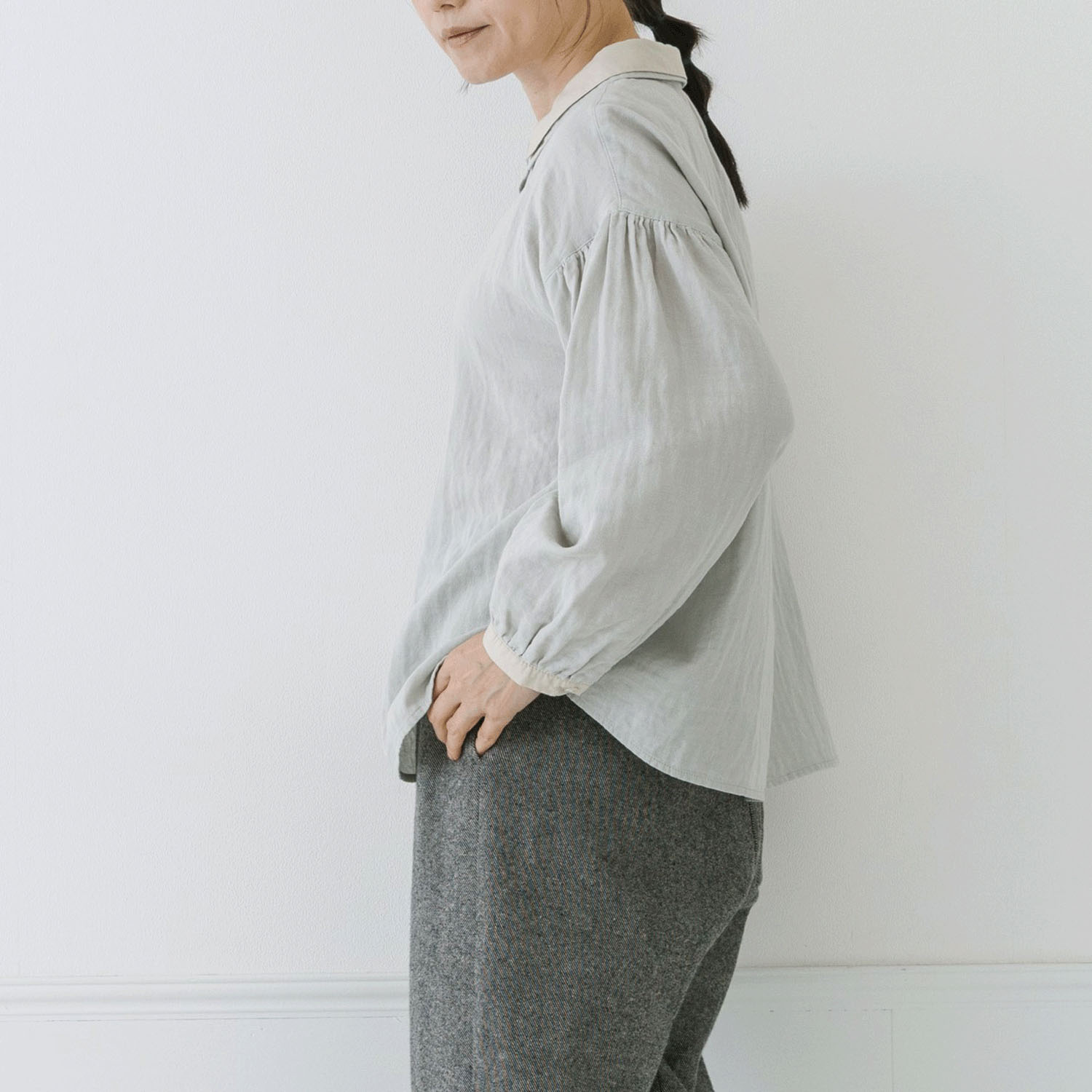 【お取り寄せ】Crea delice コットンWガーゼ2枚襟ボリューム袖ブラウス - 画像8