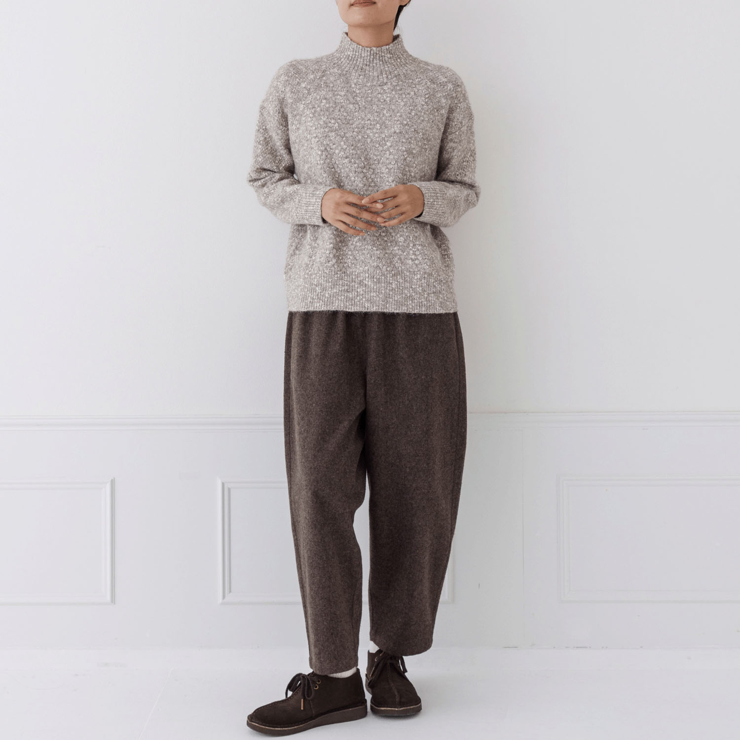 【お取り寄せ】kermu メランジニットカノコ編みハイネックセーター - 画像18