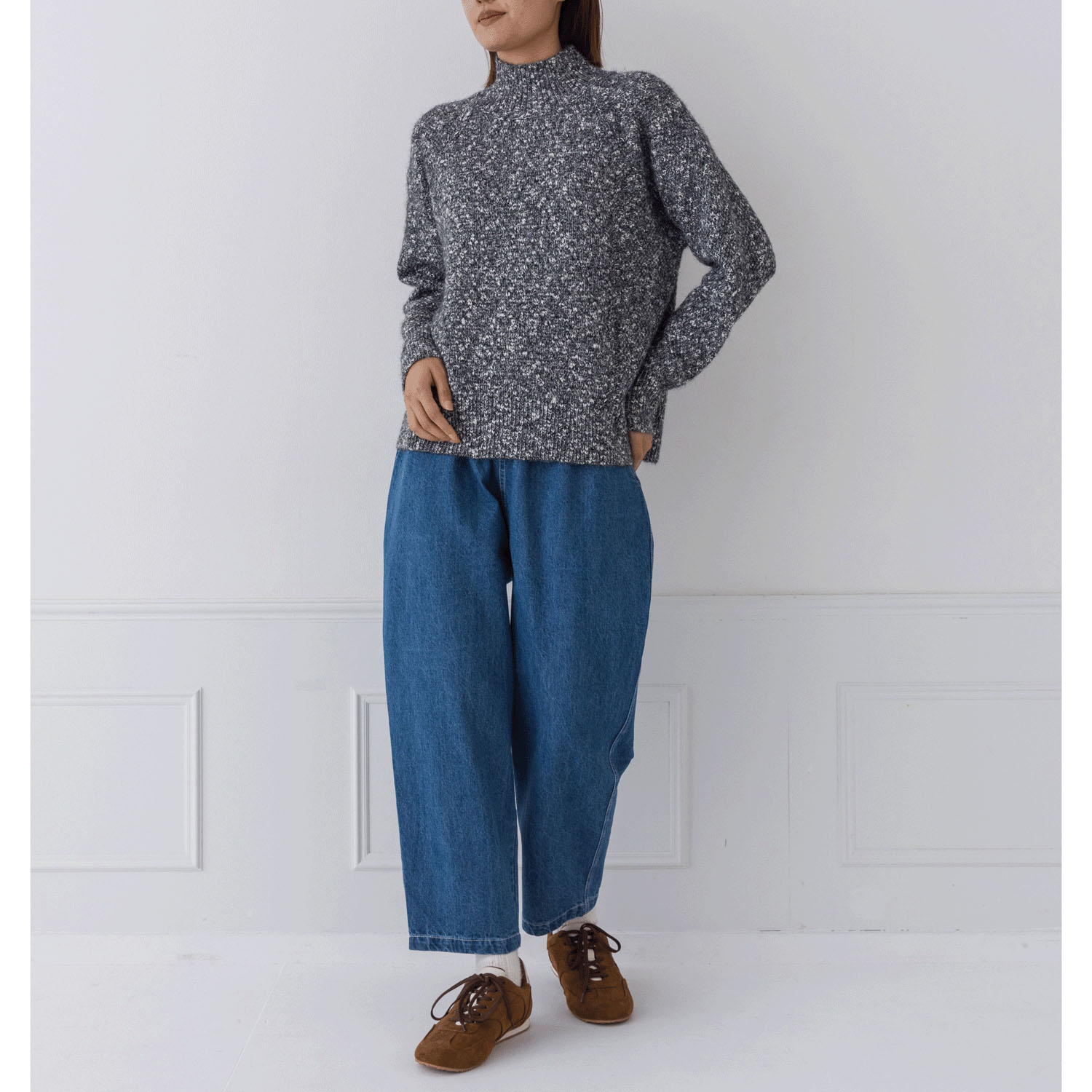 【お取り寄せ】kermu メランジニットカノコ編みハイネックセーター - 画像8