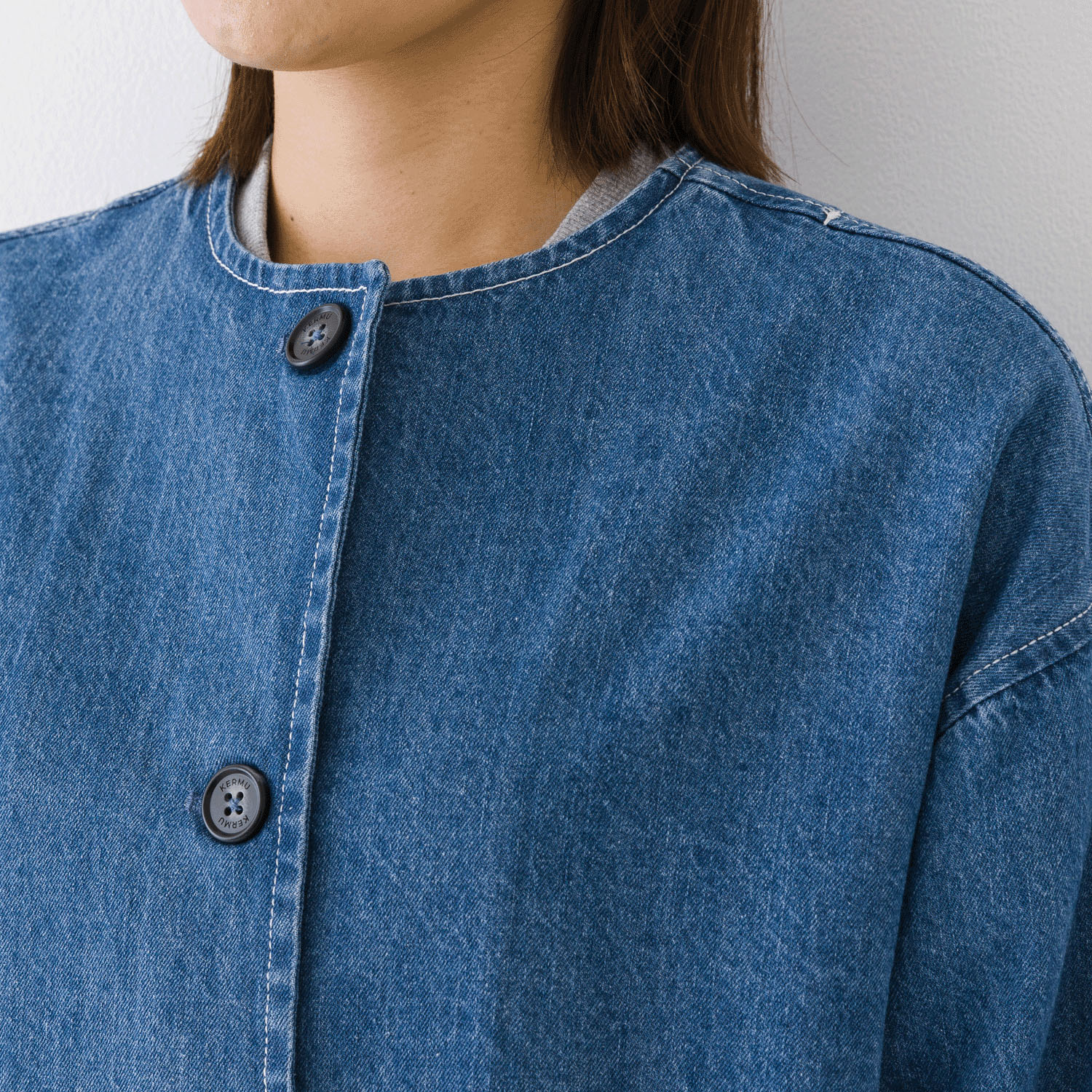 【お取り寄せ】Kermu  9オンスデニムノーカラージャケット - 画像13