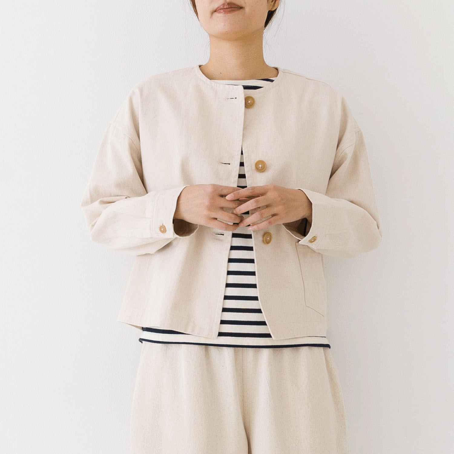 【お取り寄せ】Kermu  9オンスデニムノーカラージャケット - 画像3