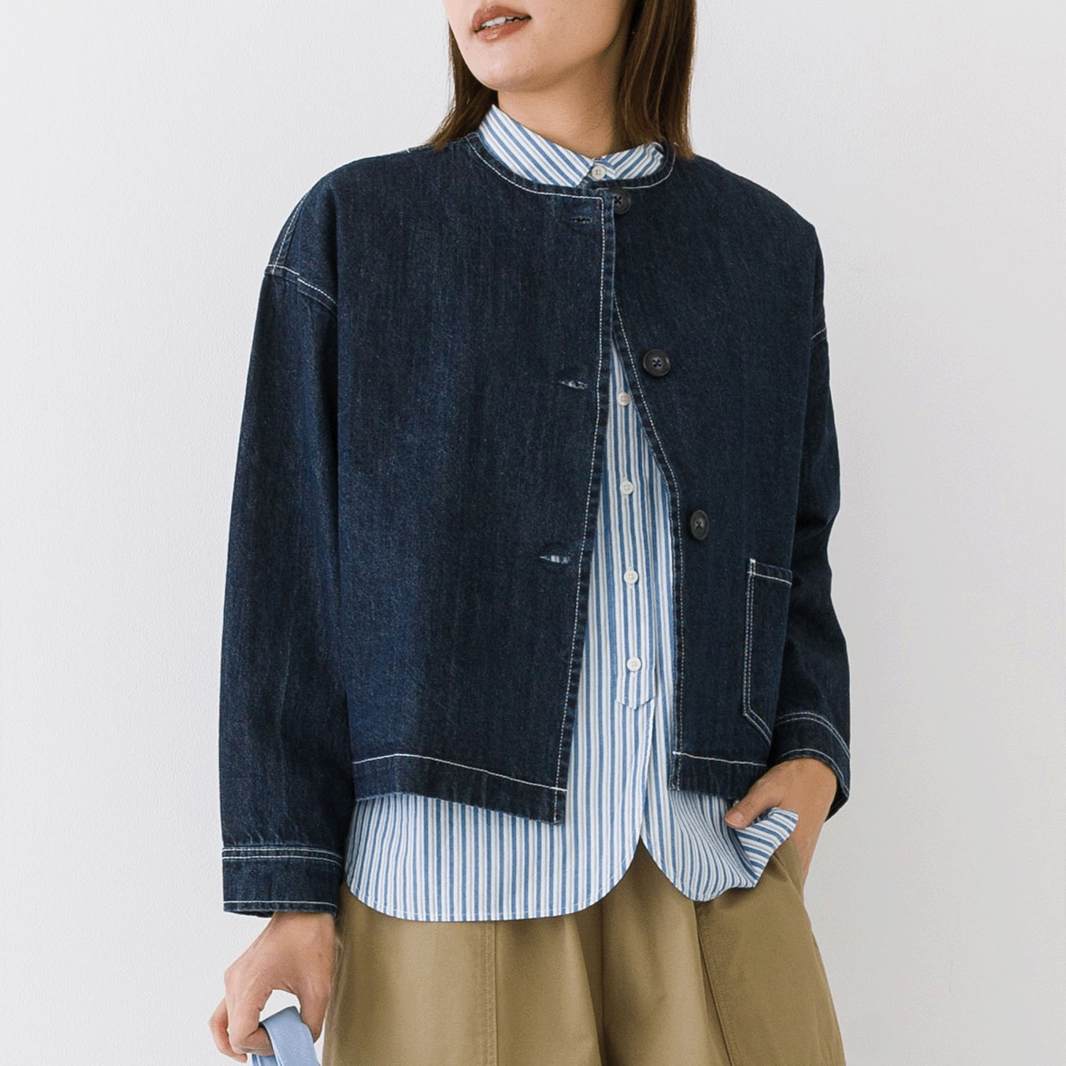 【お取り寄せ】Kermu  9オンスデニムノーカラージャケット - 画像24