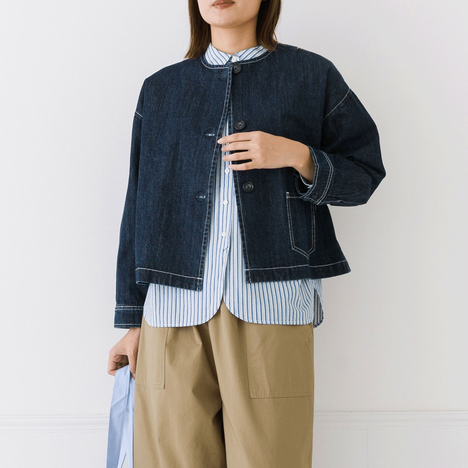 【お取り寄せ】Kermu  9オンスデニムノーカラージャケット - 画像25